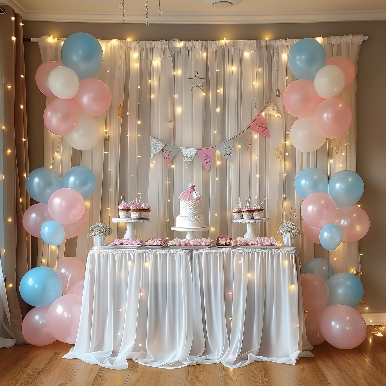Thumbnail 6 de Fomcet Tulle Backdrop Curtains with Lights – 2 Panels, 10ft String Lights, 5x8 ft Each