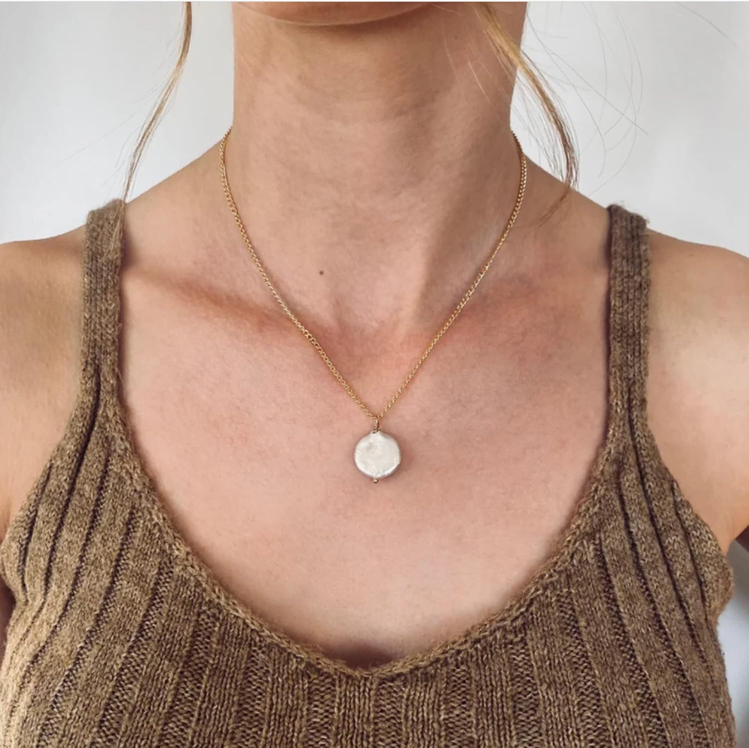 Detalle de Tewiky Pearl Necklace, 14K Gold-Plated