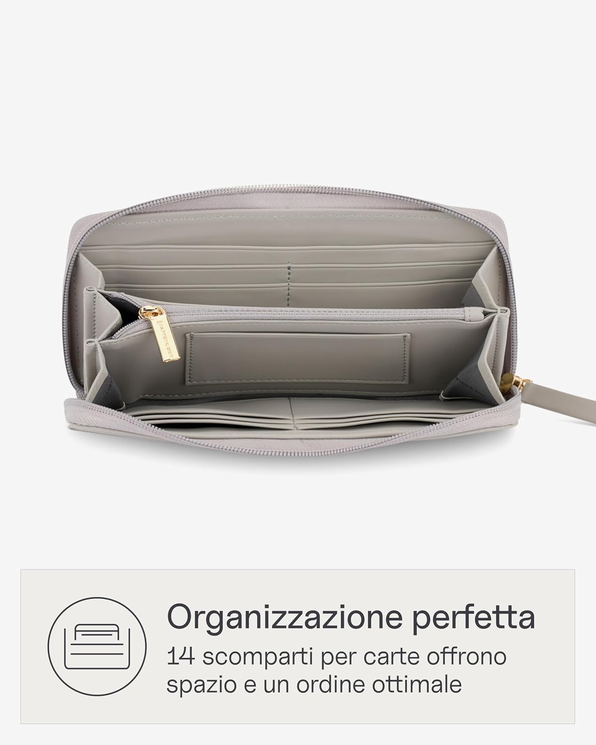 Detalle de Kapten & Son Bergen Pro Wallet Large Greige: Portafoglio donna grande moderno e organizzato