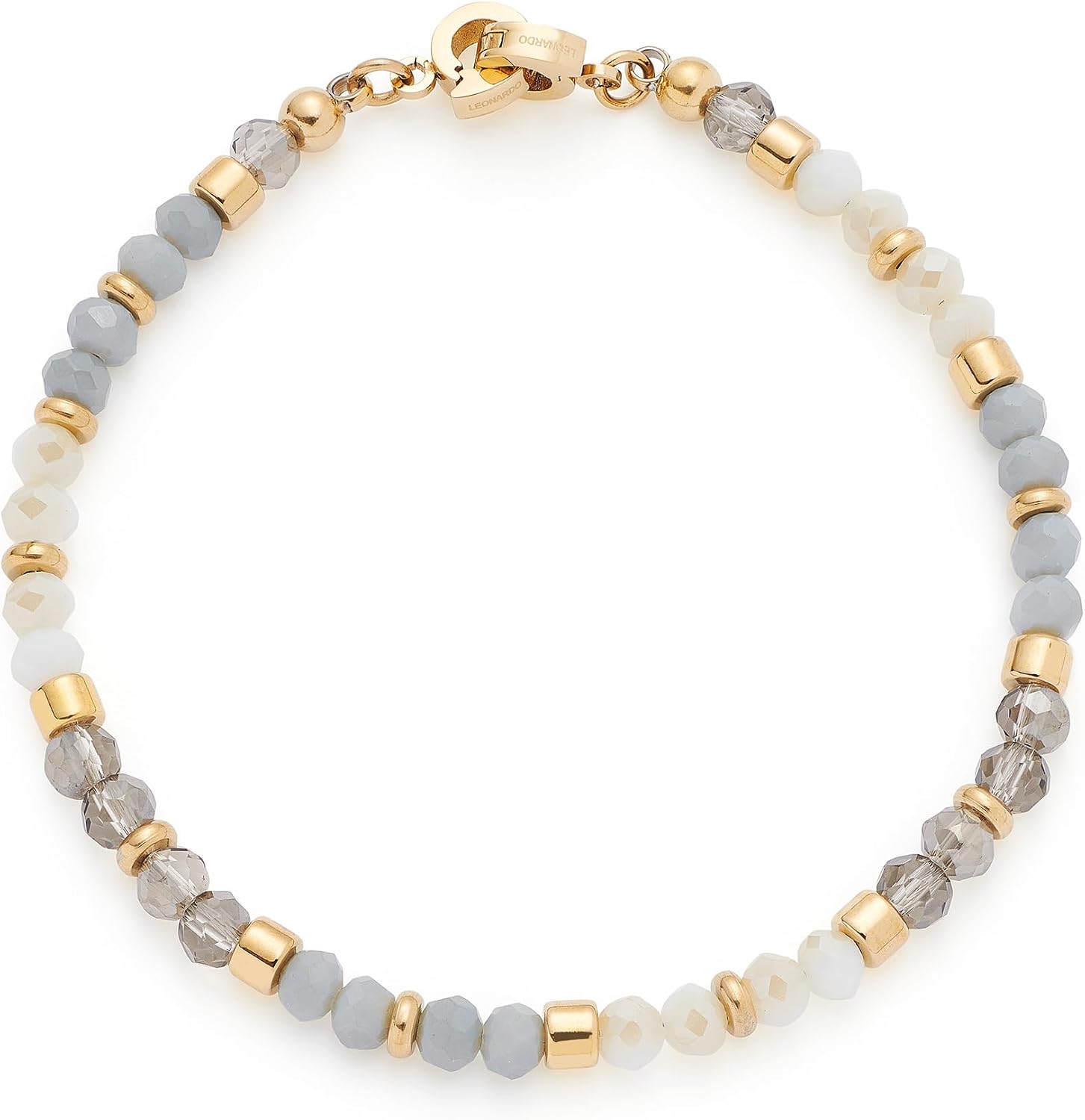 JEWELS BY LEONARDO Armband Clip & Mix Bernie (025574) – Clip-Schmuck in goldfarbenem Edelstahl mit Glasschliffperlen