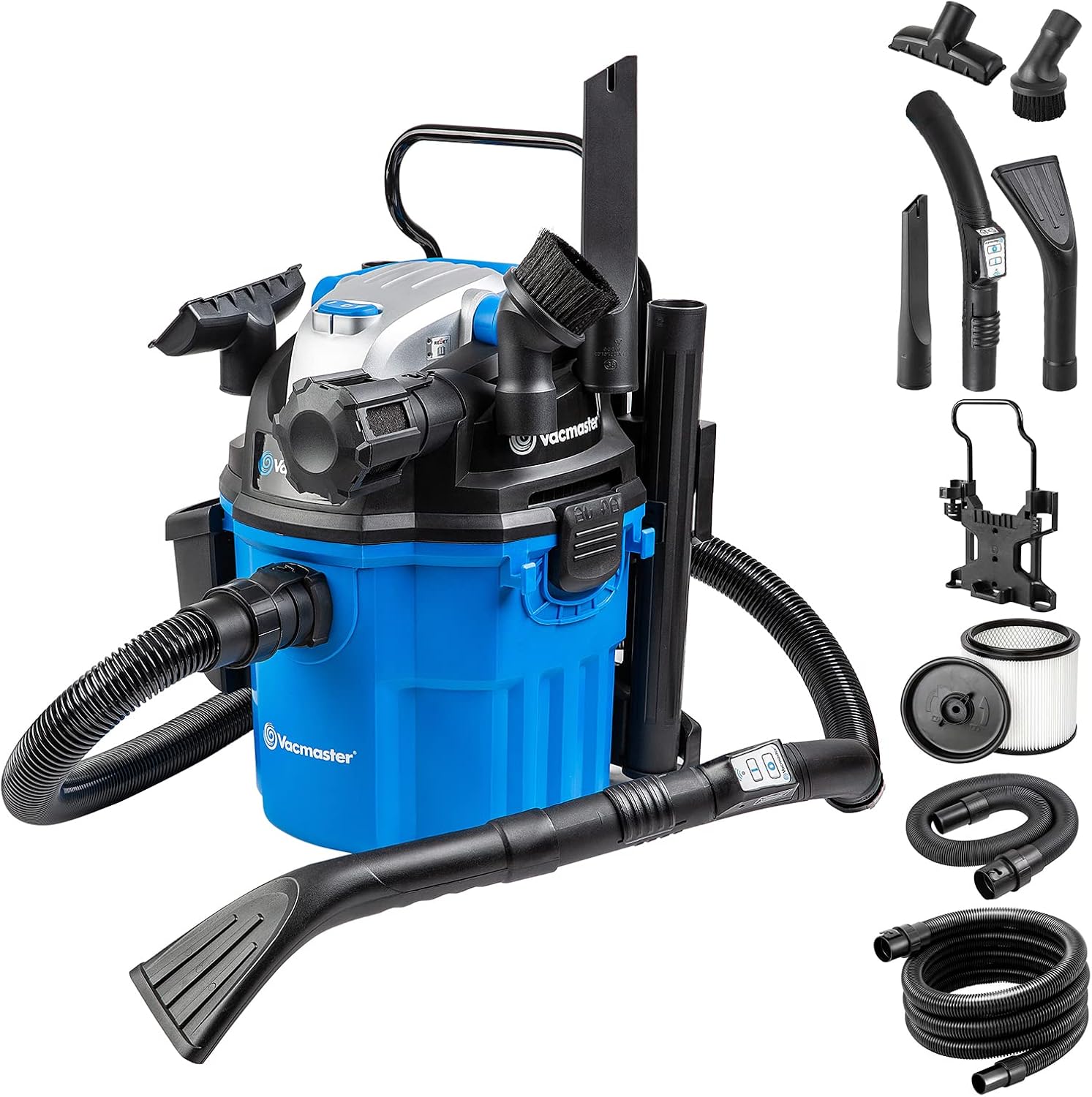 Detalle de Vacmaster VWM1518R 1500W 18L: aspiratore liquidi-soli a 2 stadi, versatile per casa, garage e giardino