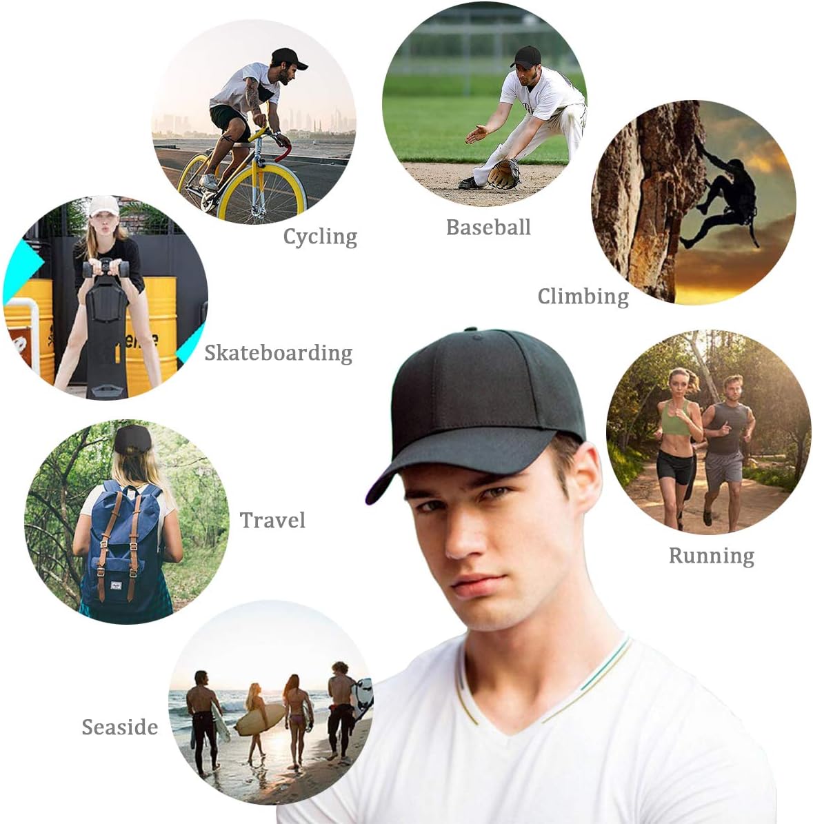 Detalle de HGDGears Plain Baseball Cap Snapback for Men – Classic 6-Panel Adjustable Sun Visor Hat