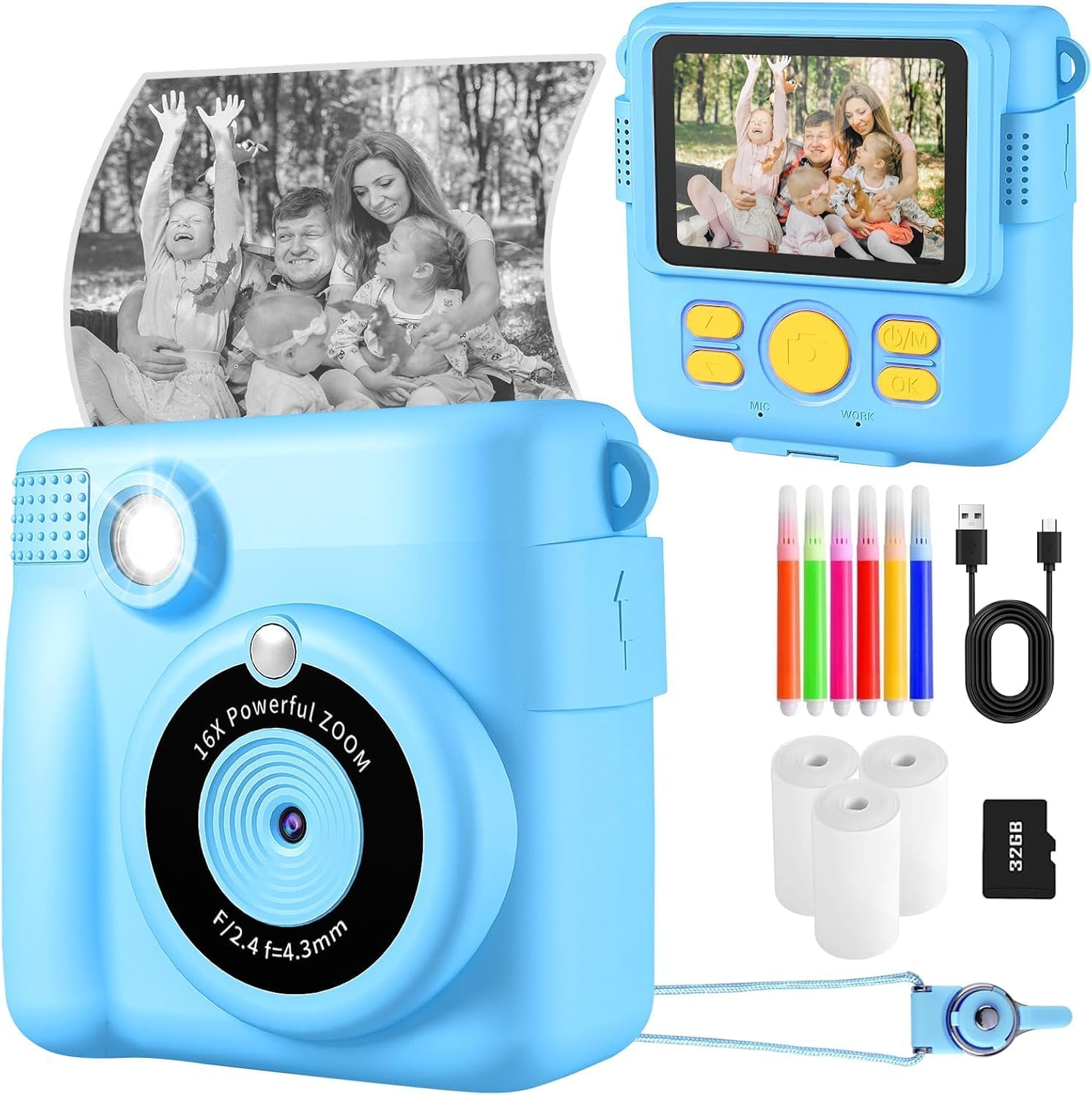 Detalle de Instant Print Camera 1080P kids camera with 32GB