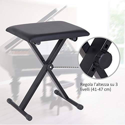 Thumbnail 6 de HOMCOM Panca per Pianoforte imbottita regolabile Nero 39x29x47 cm