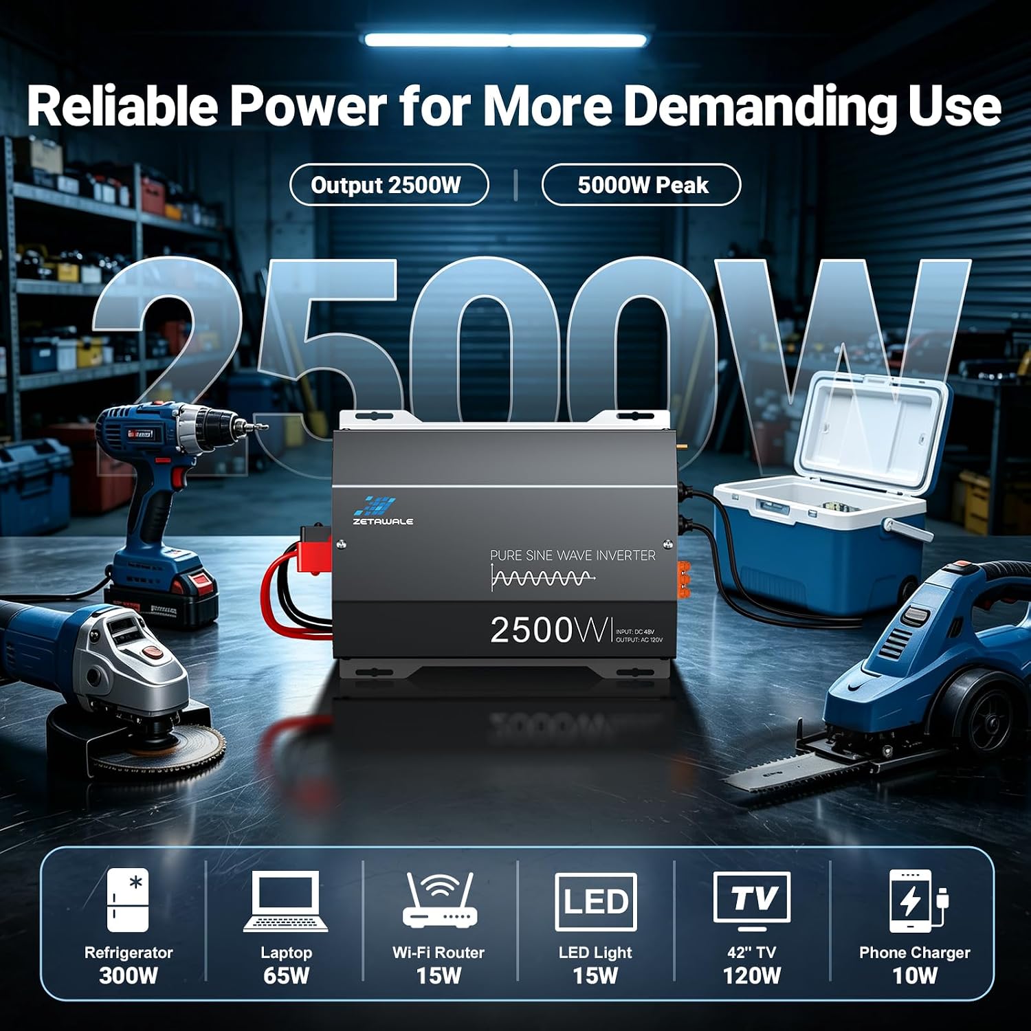 Detalle de ZETAWALE ZT-GXTK48V40 48V 2500W Pure Sine Wave Inverter with LCD Remote