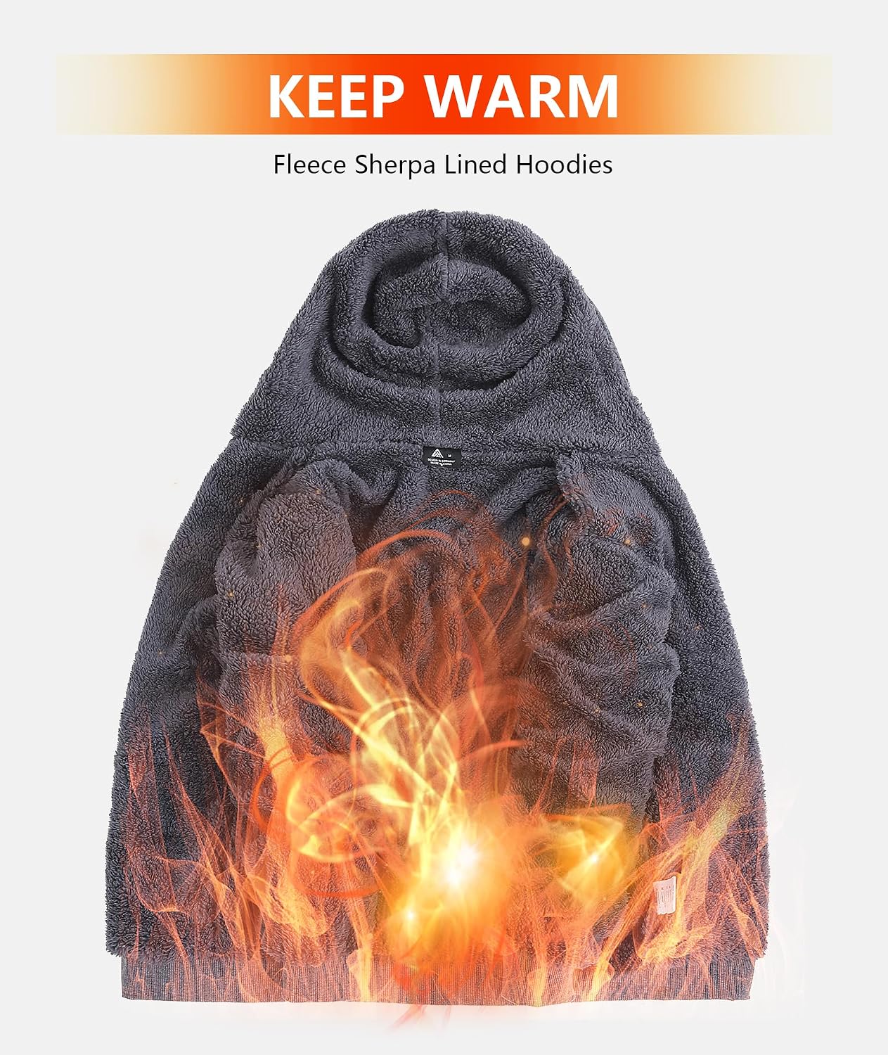 Thumbnail 3 de ZITY Men's Heavyweight Sherpa-Lined Zip-Up Fleece Hoodie with Adjustable Hood