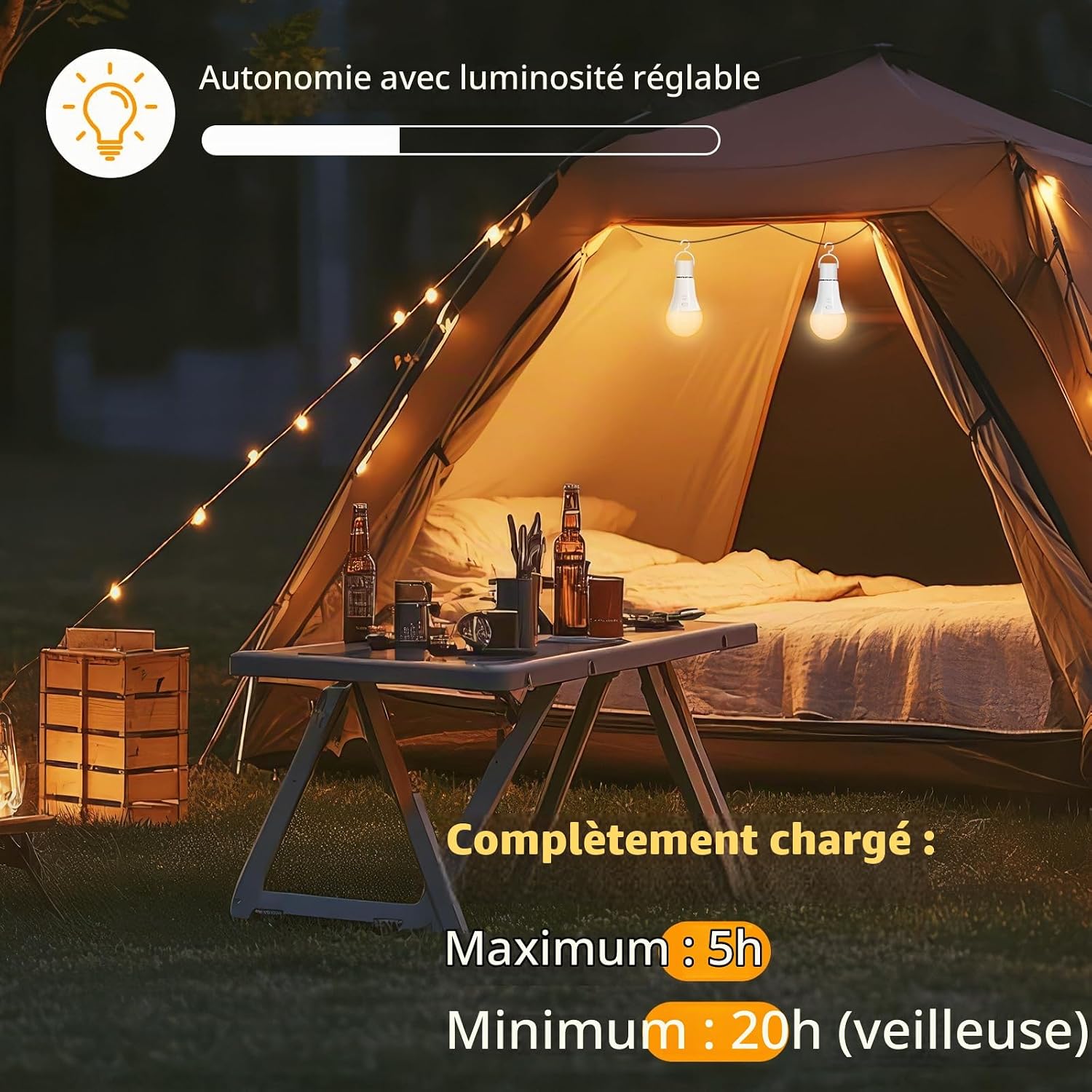 Detalle 2 de Dehobo CD5V-A6001 oplaadbare E27-ledlamp, 7 W, dimbaar met afstandsbediening