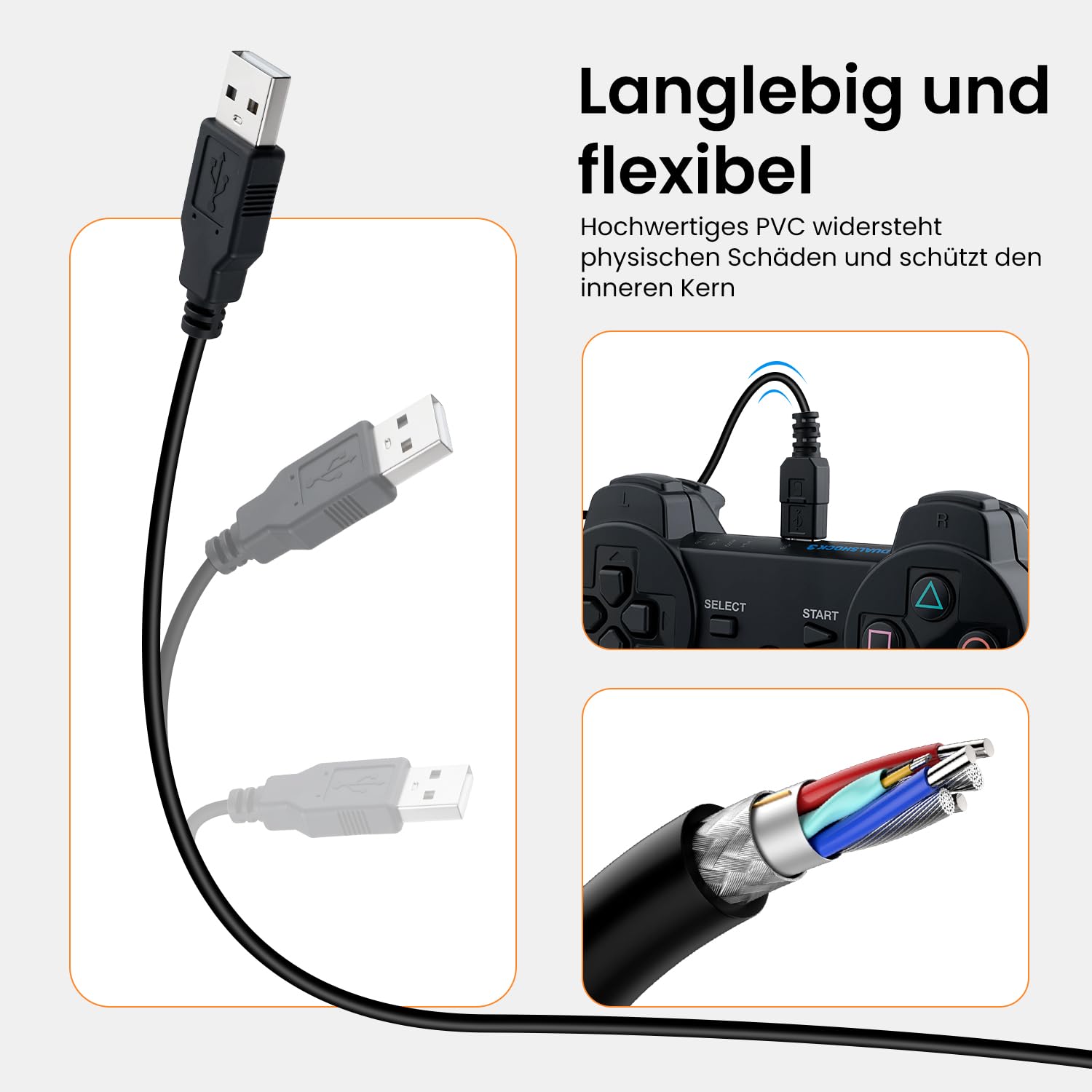 Detalle de Tolesum PS3 Ladekabel 3 m Mini-USB