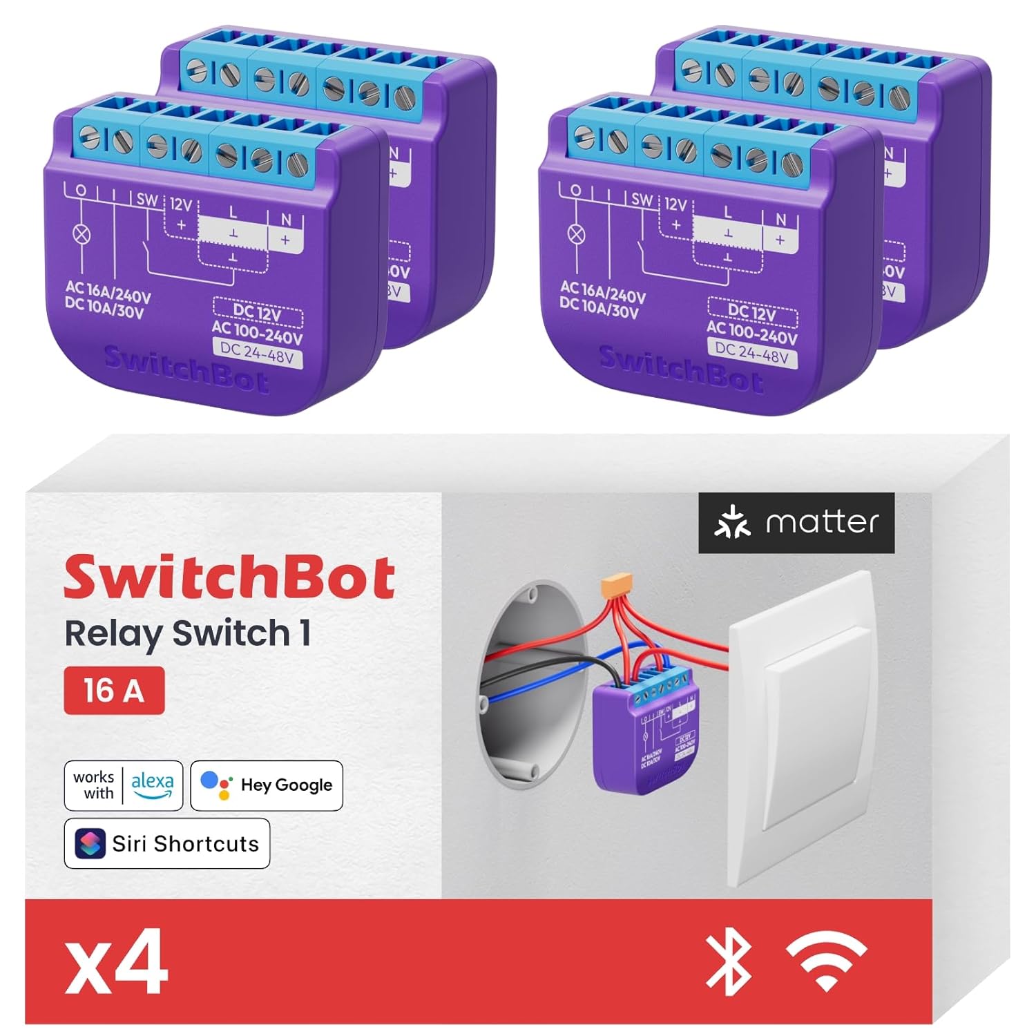 SwitchBot Smart Relè 1 16A Wi‑Fi e Bluetooth