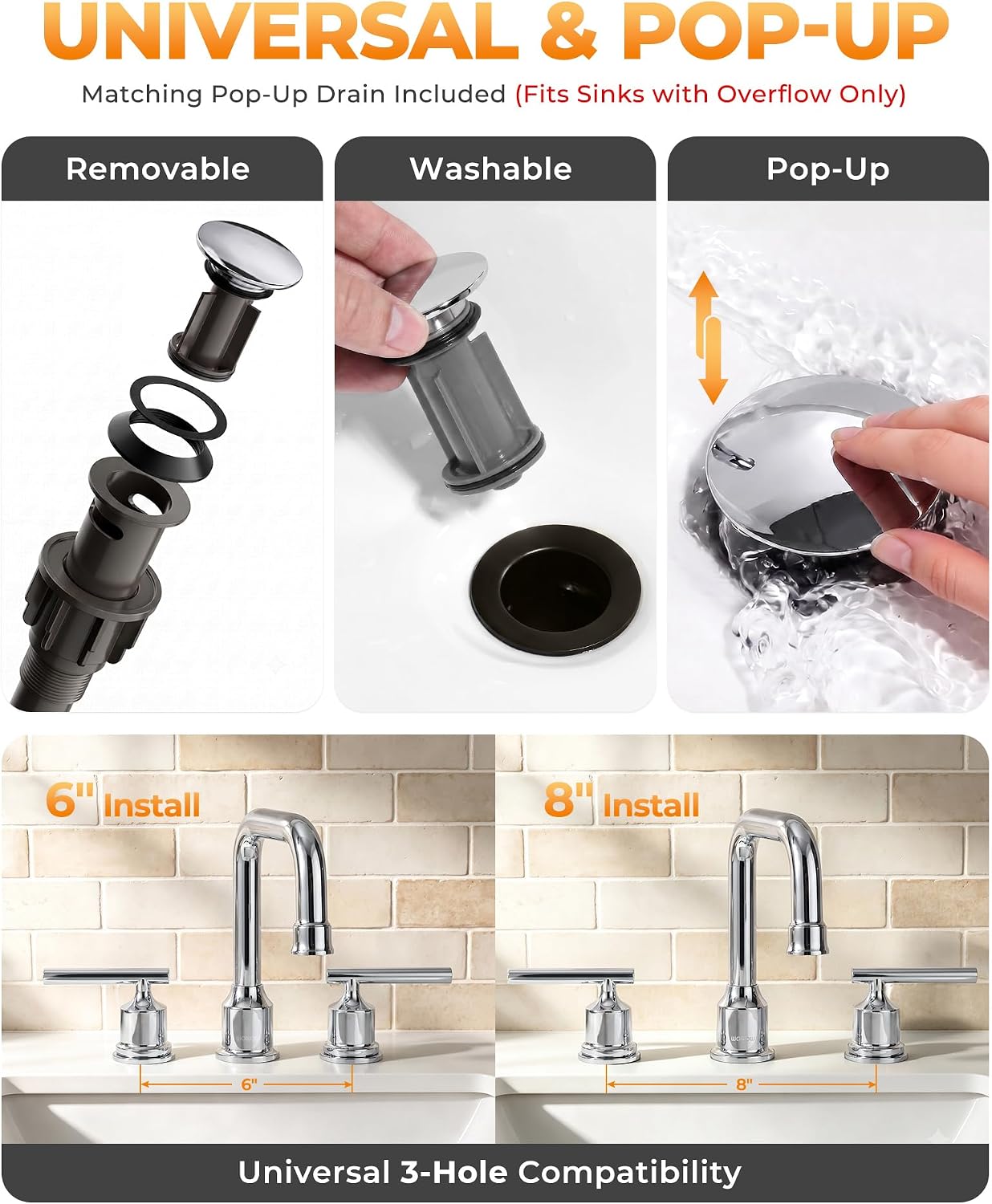 Thumbnail 6 de WOWOW Widespread Bathroom Faucet 8-Inch