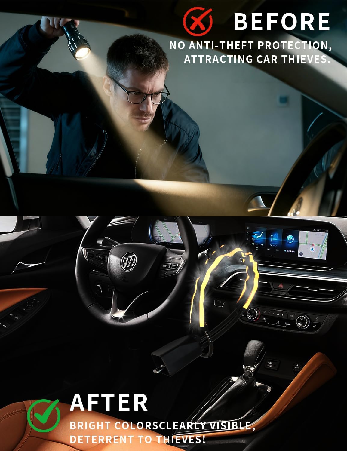 Detalle 2 de Steering wheel lock with reflective stripe