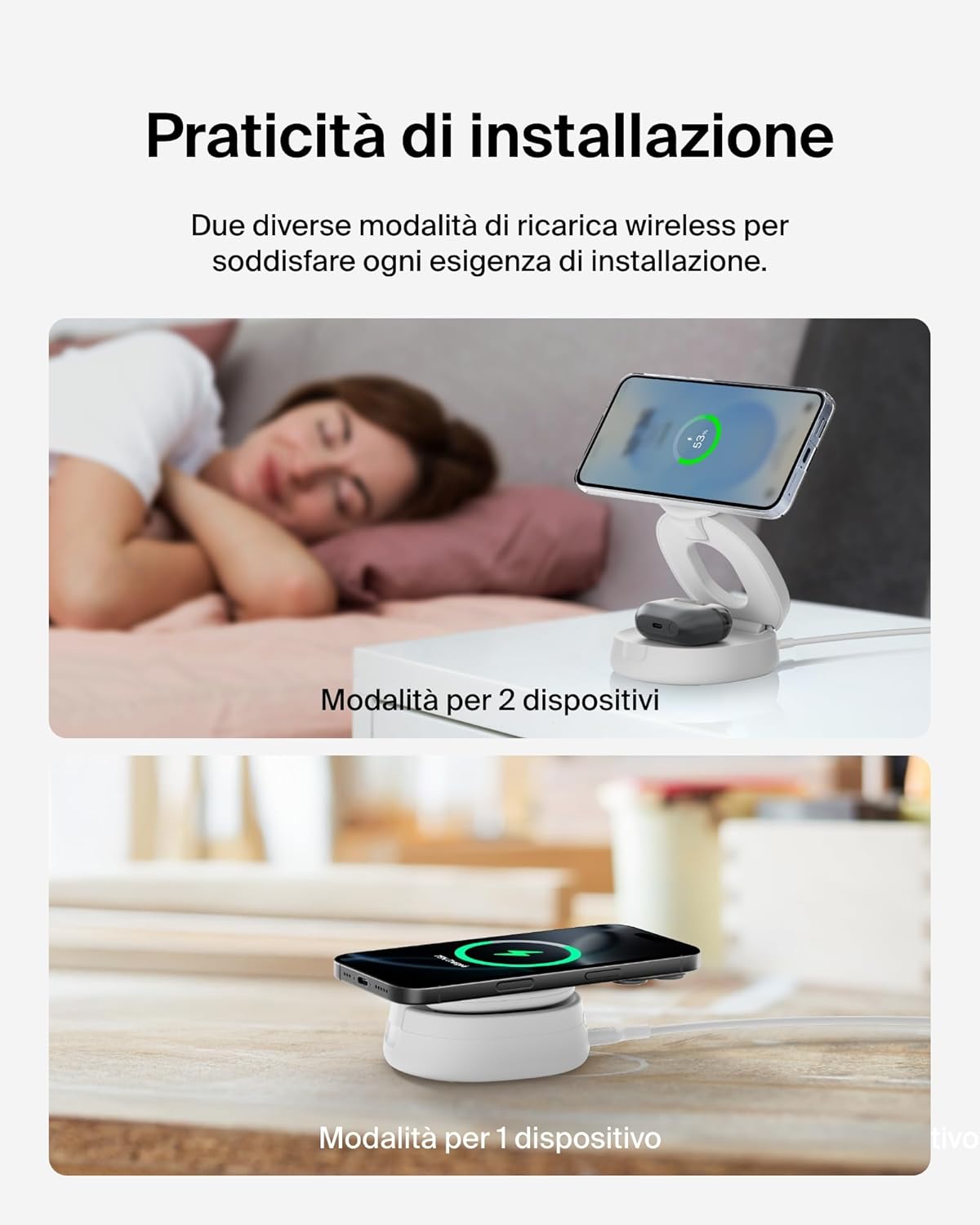 Thumbnail 4 de Belkin 2 in 1 Caricatore Wireless: stazione MagSafe Qi2 15 W con supporto pieghevole da 30 W, bianco