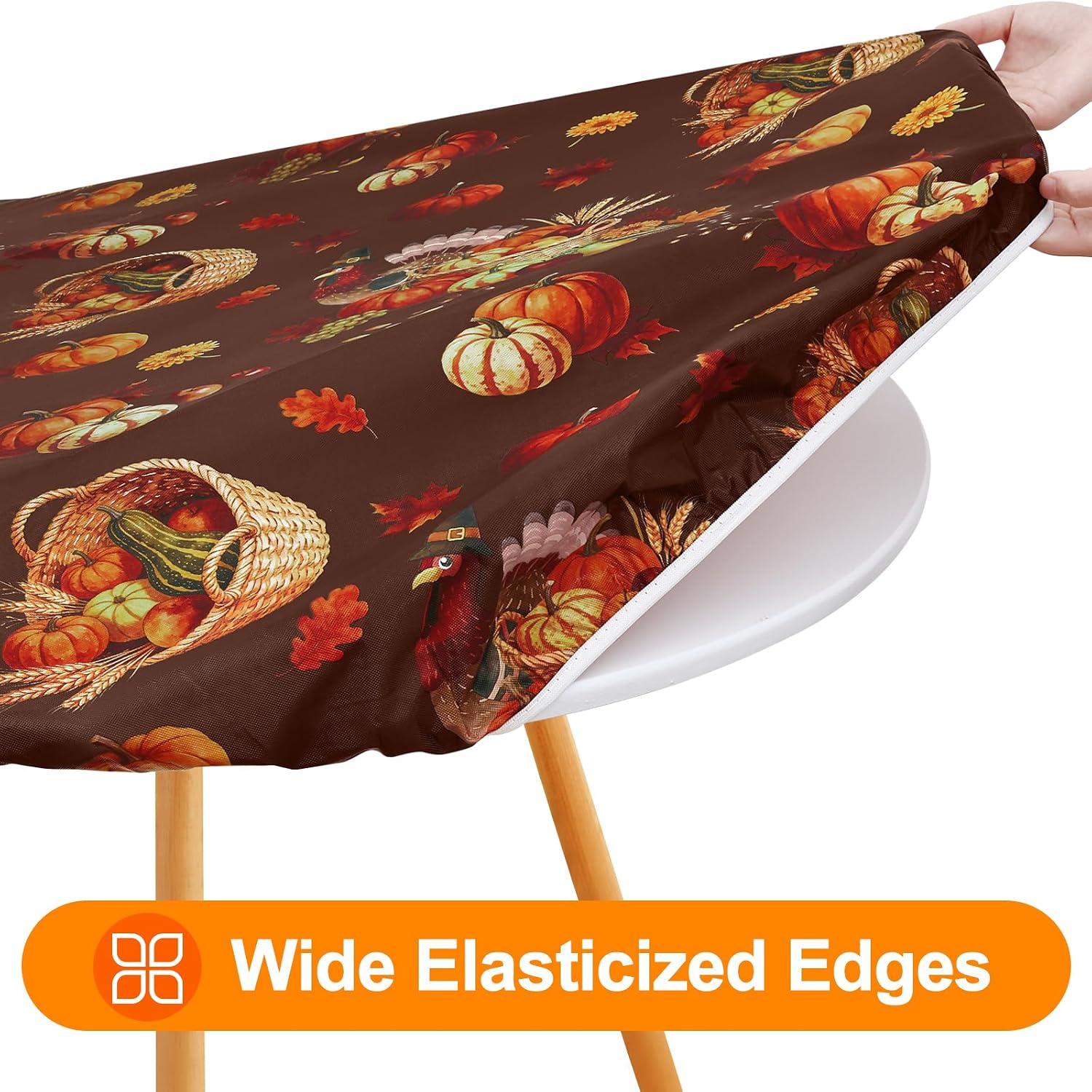 Detalle de Smiry Round Fitted Tablecloth, 42–50-Inch Tables