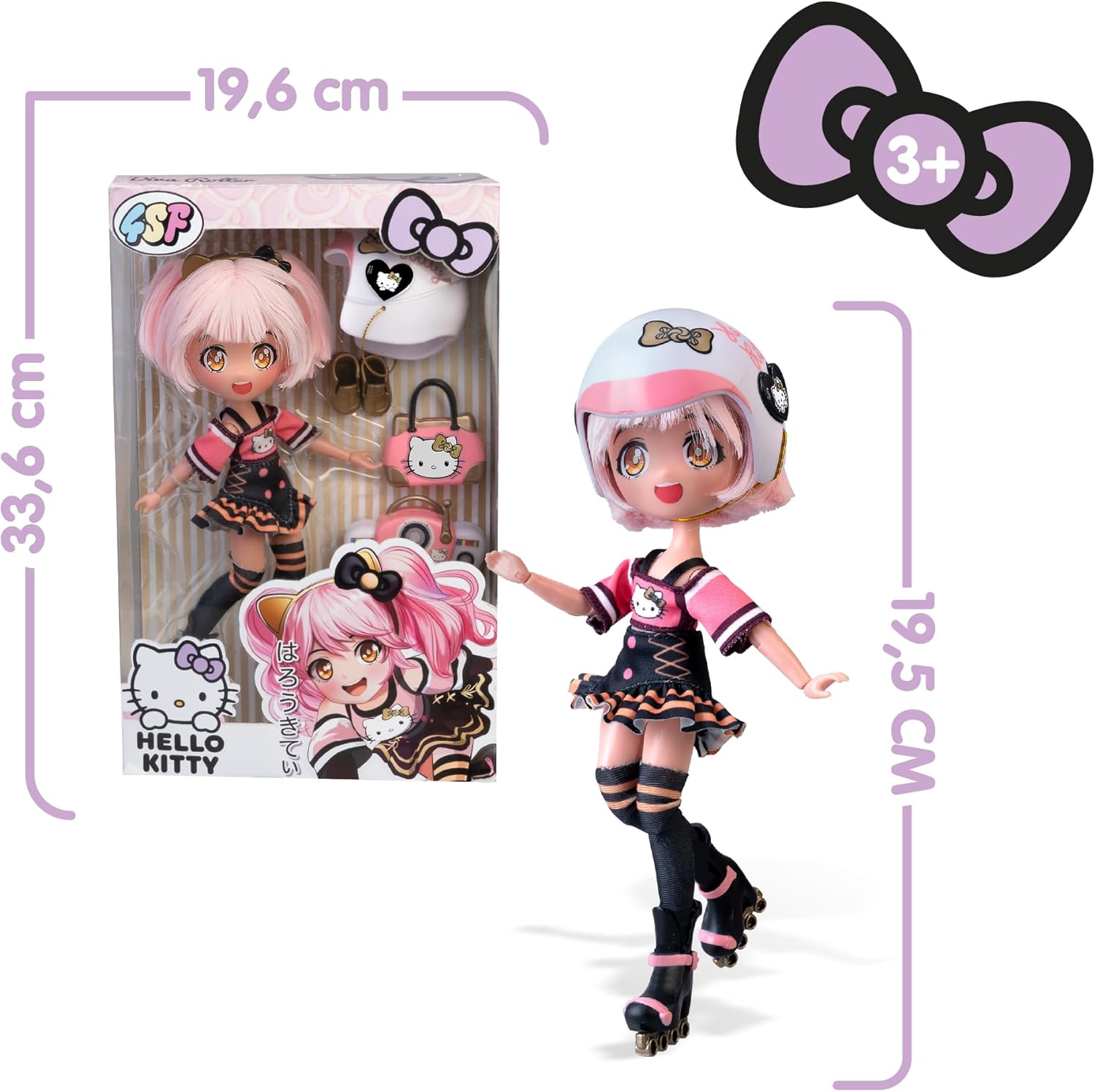 Thumbnail 1 de Hello Kitty 4SF Golden Diva Roller – poupée japonaise patineuse articulée de 19,5 cm avec accessoires