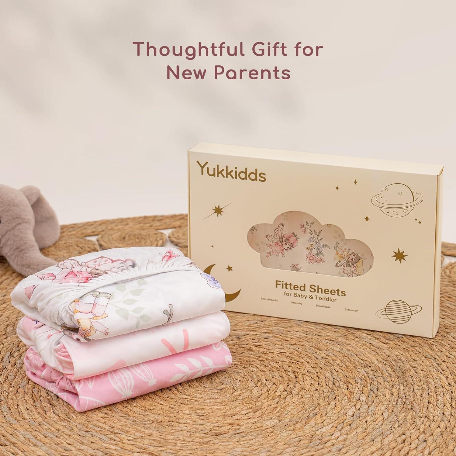 Thumbnail 6 de Yukkidds Next to Me Crib Sheets 83x50cm – 3 Pack, Ultra Soft Microfiber, Pink Fairy