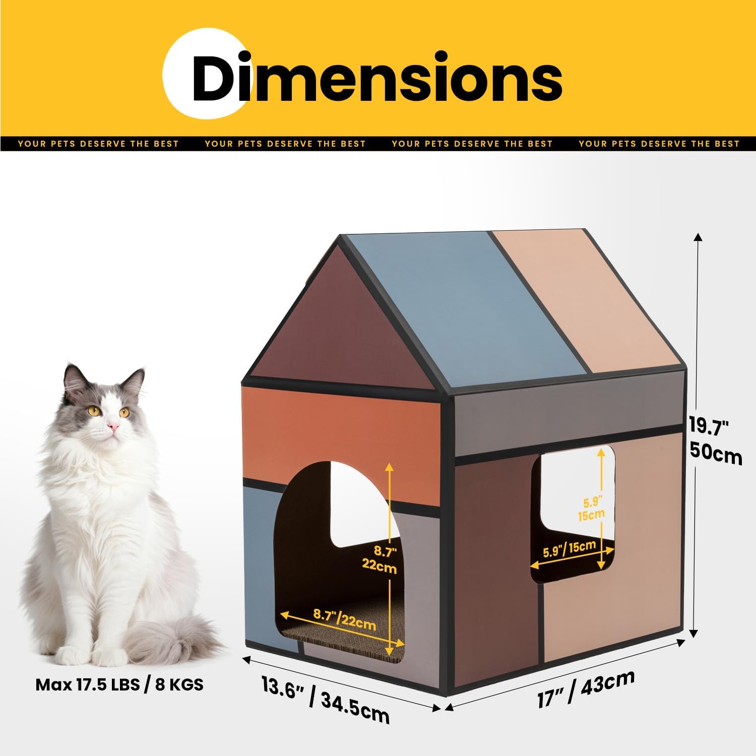 Detalle de Conlun Large Cardboard Cat House with Scratching Board & Catnip