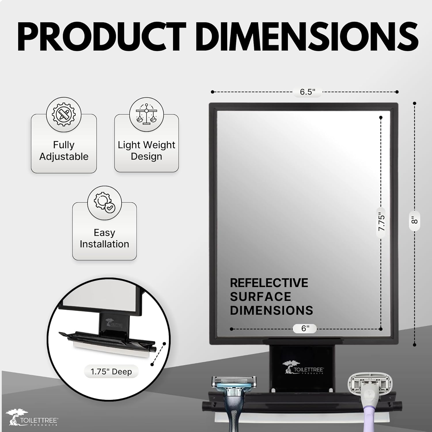 Thumbnail 6 de ToiletTree Fogless Shower Mirror adjustable shaving mirror
