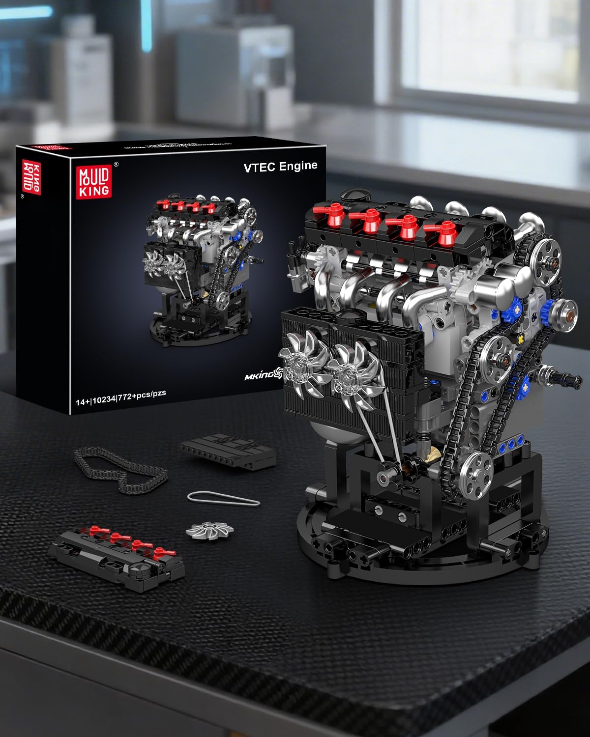 Detalle 2 de Mould King 10234 motorbouwset, 772 onderdelen in zwart kunststof