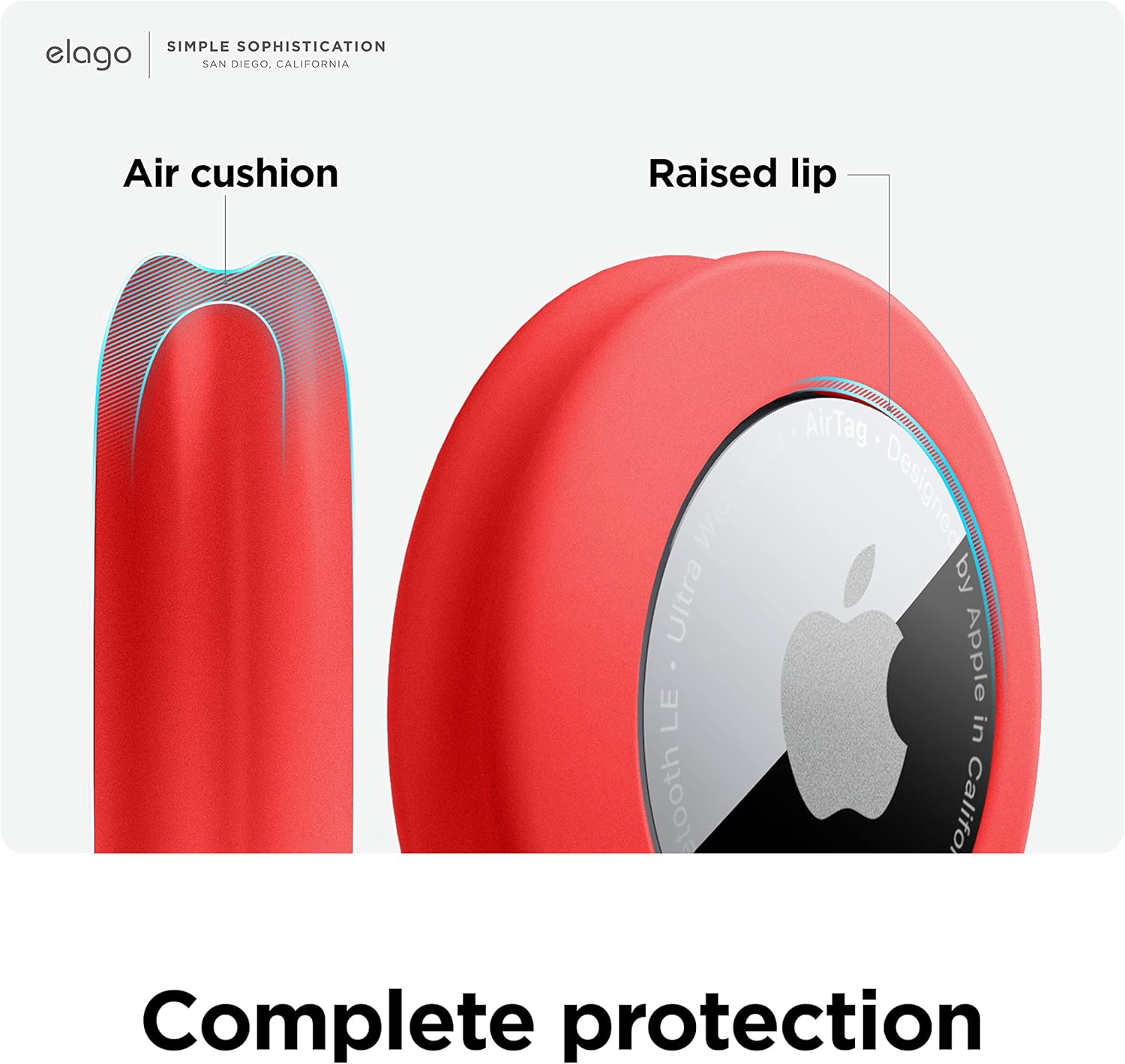 Thumbnail 6 de elago Coque en silicone pour Apple AirTag (2e/1re gén.) avec support adhésif réutilisable – Pack de 2, rouge