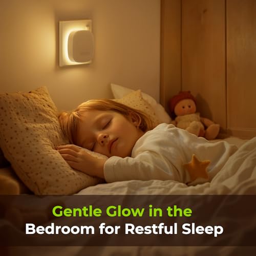 Detalle de AUVON Plug-in LED Backlit Night Light 2-Pack with Motion and Dusk-to-Dawn Sensor