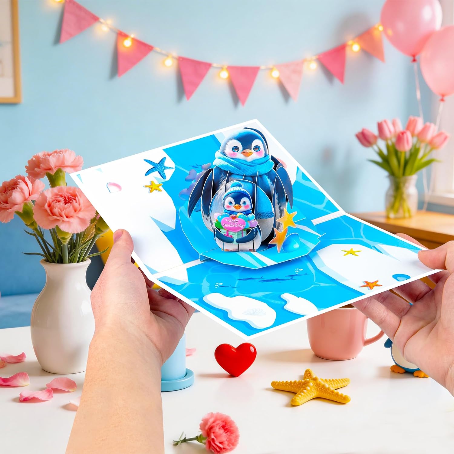 Thumbnail 6 de GREETING ART Penguin Pop-Up Mother’s Day Card, 3D Design, 20 x 15 cm