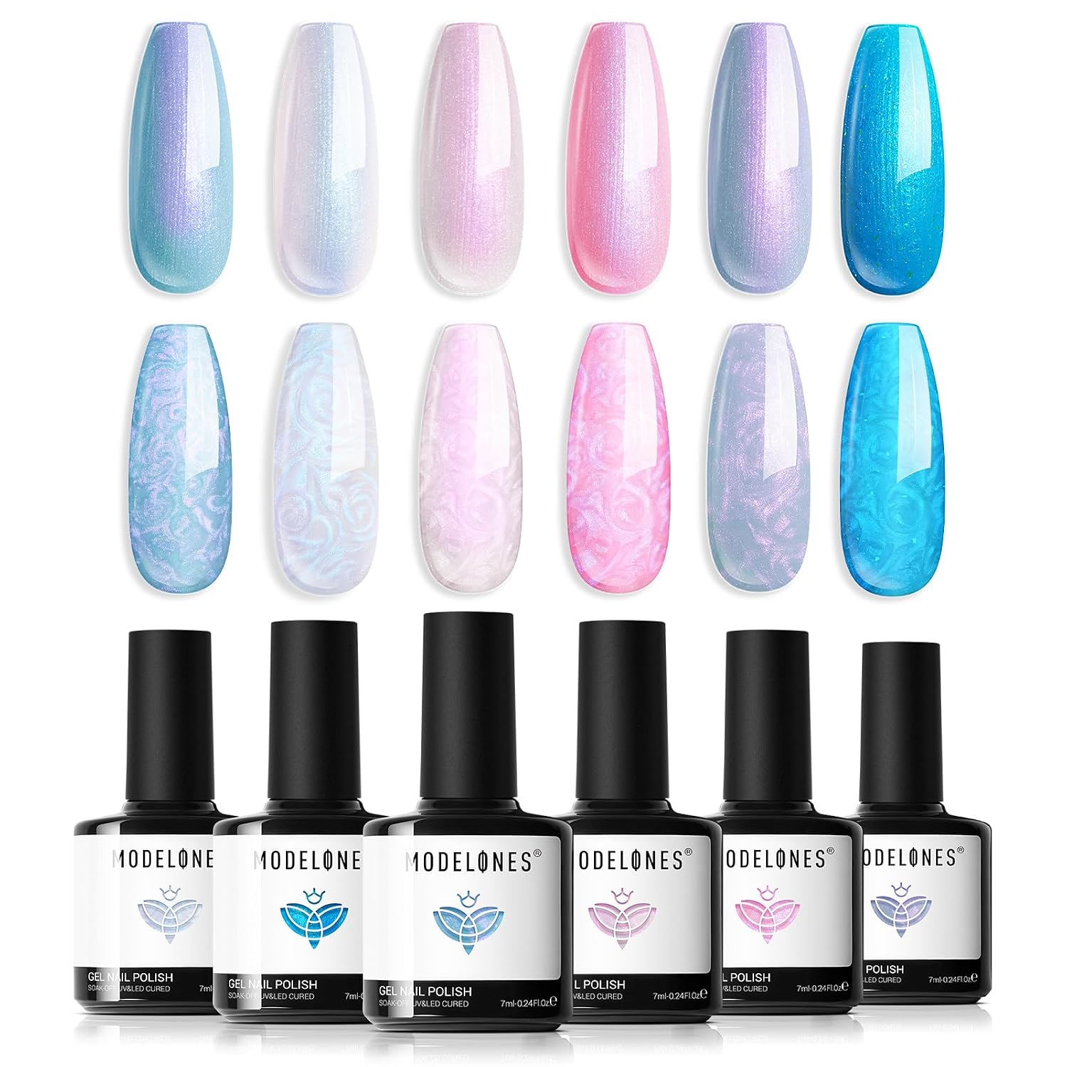 Detalle de Modelones Glitter Gel Nail Polish Set, 6 Colors
