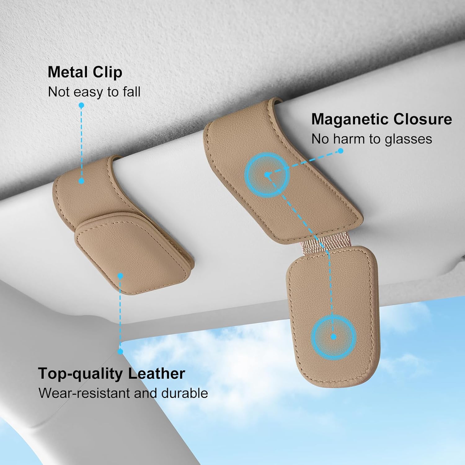 Thumbnail 3 de TCJJ Sunglasses Holders for Car Visor Beige