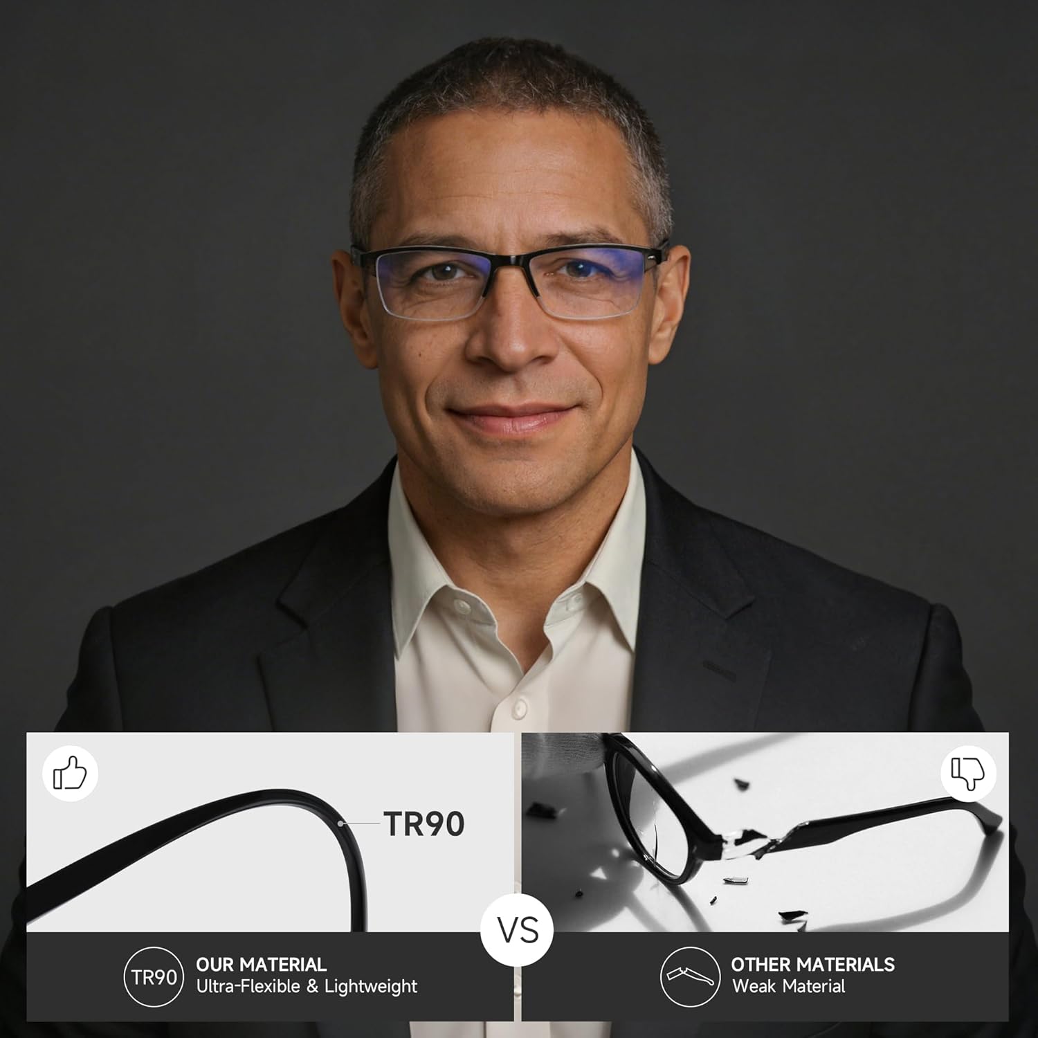 Thumbnail 2 de AIMISUV 3 Pack Reading Glasses with Blue Light Blocking — Rectangular, Spring Hinge, Unbreakable Frame