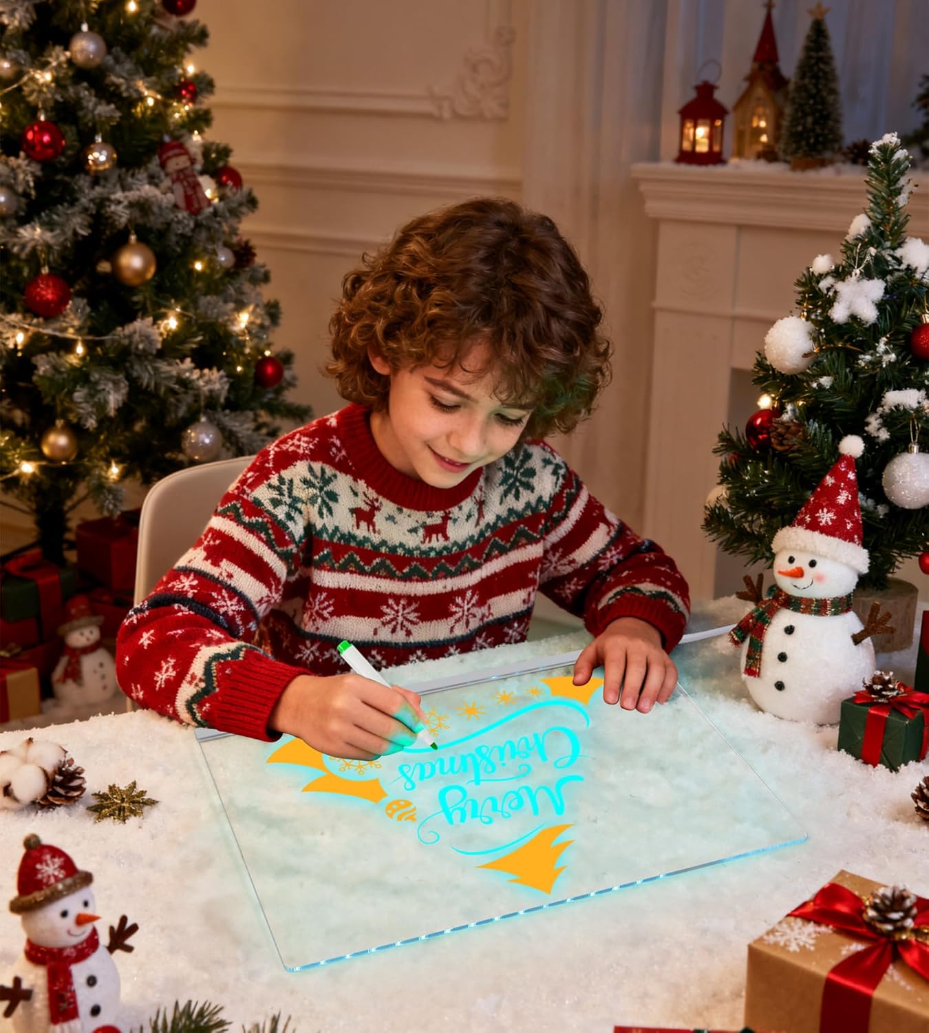 Thumbnail 3 de LED Note Board with 10 Colours Light Modes (40 x 30cm) – LED Doodle Board for Kids
