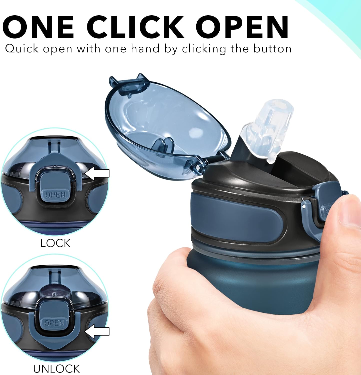 Thumbnail 4 de Enerbone Wasserflasche 32 oz Water Bottle with Straw, Time Markers and Carry Strap