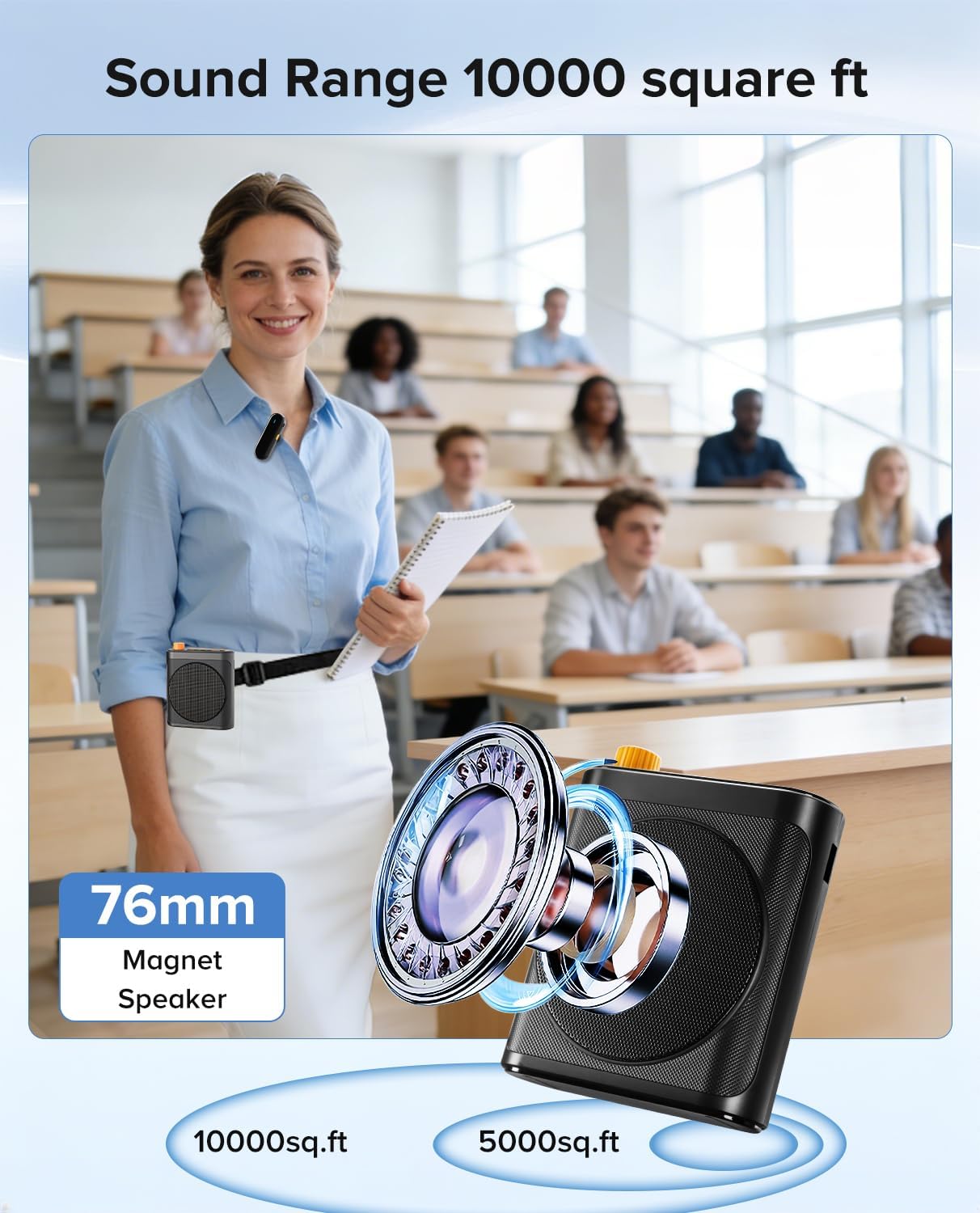Thumbnail 1 de Gicorino H20-4mic Voice Amplifier with Dual Magnetic Lavalier Mics