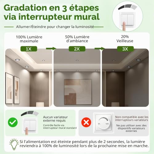 Thumbnail 3 de Laiebri Spot LED Encastrable Extra Plat 25 mm – Lot de 4, 6W, 2700–6000K, IP44