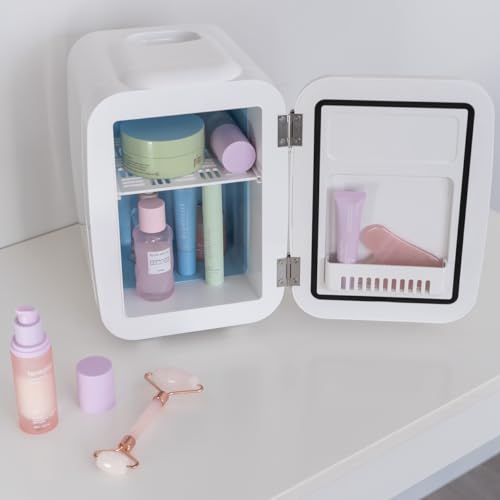 Detalle de Flamingueo Nevera Pequeña 4L: mini frigorífico 12V/220V con frío y calor para cosméticos y bebidas