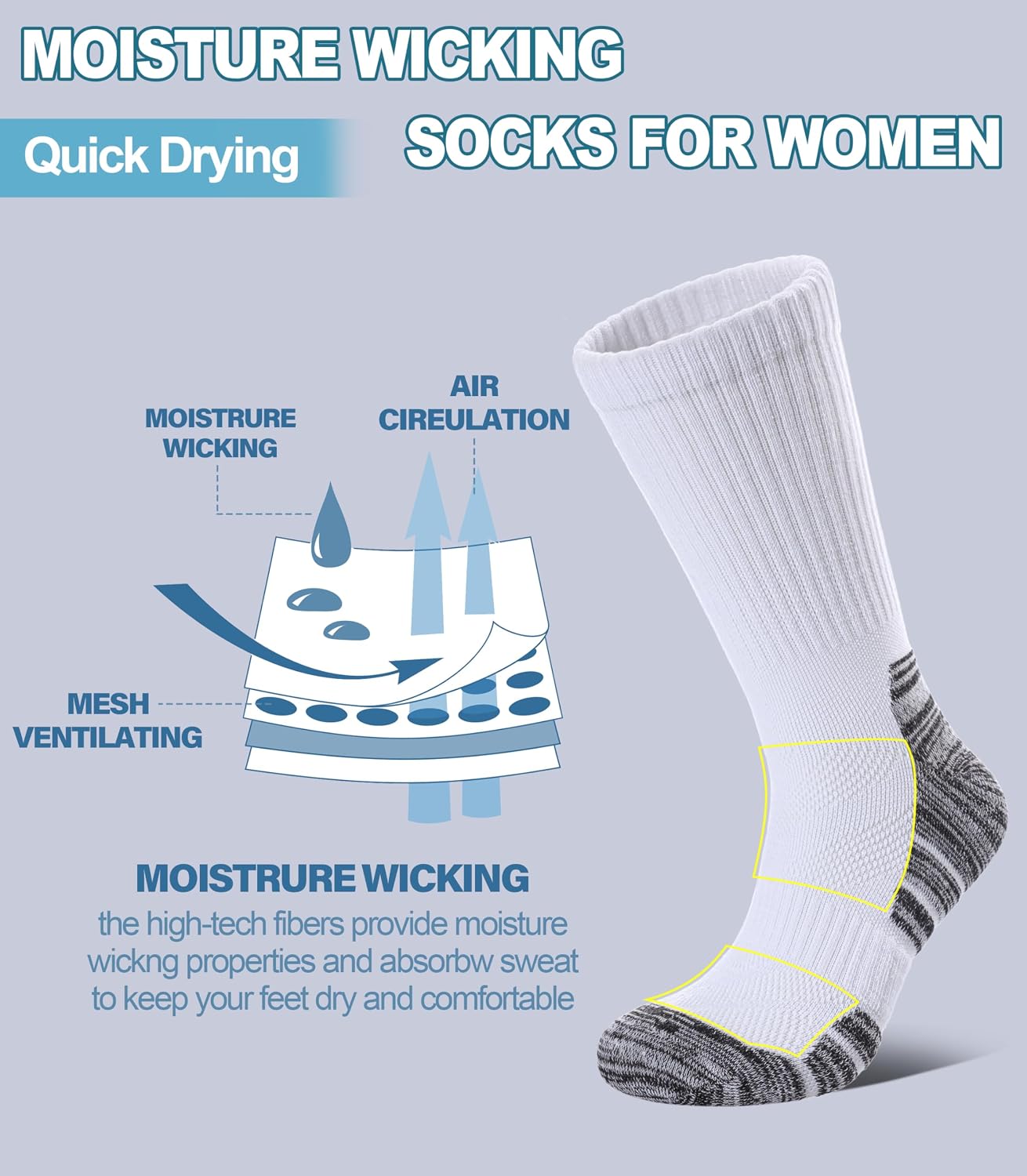 Detalle de DOSKONI Women's Compression Crew Socks