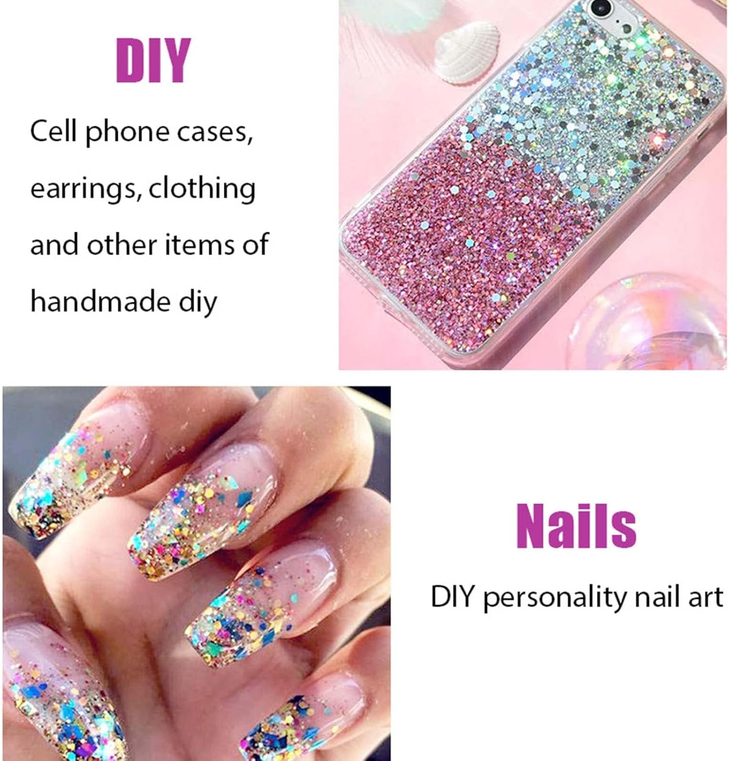 Detalle 2 de Prreal Body Glitter Gel 50 ml – Mermaid Sequins Liquid Gel Kit (White) für Festival, Maske & Party Make-up