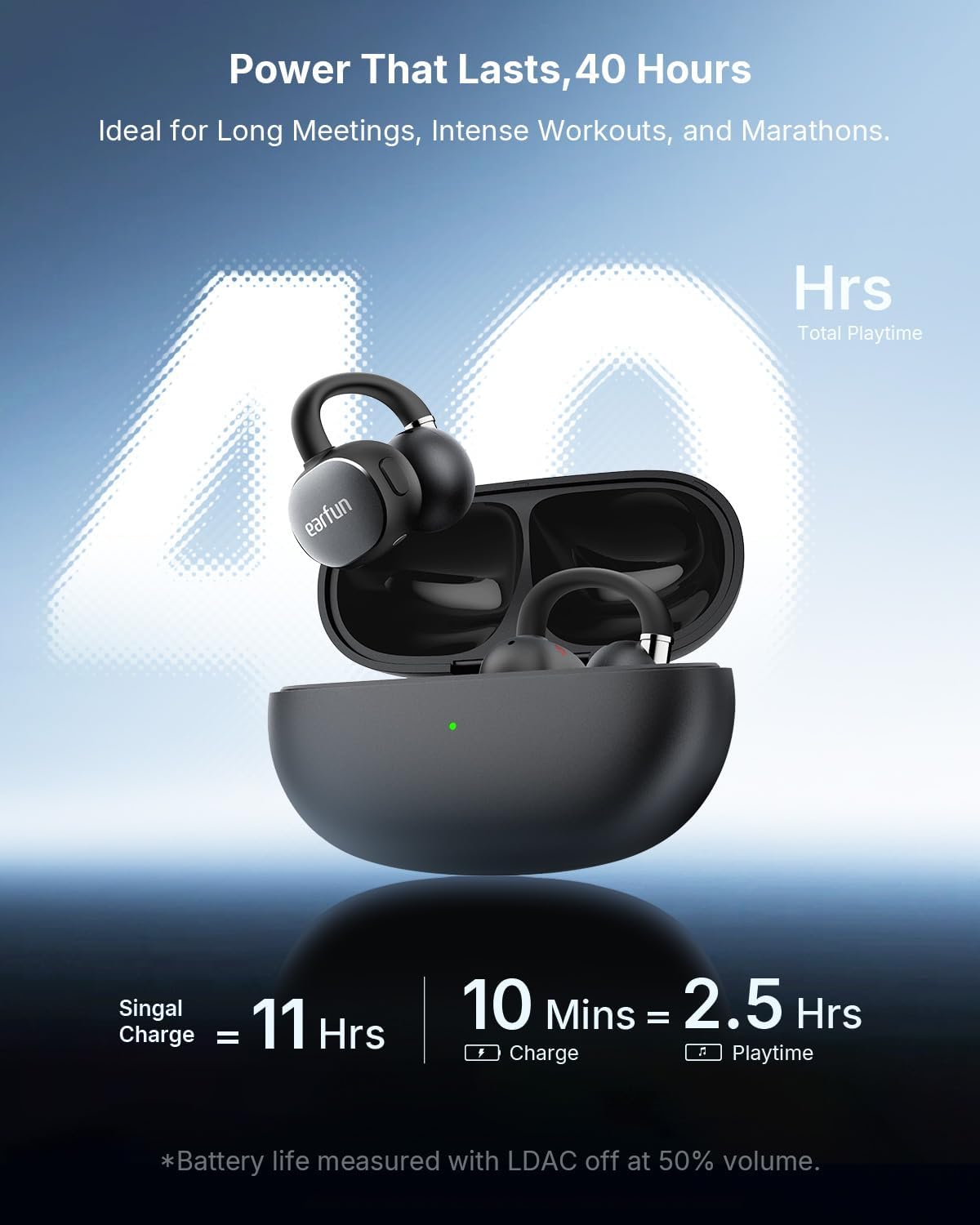 Detalle de EarFun Clip 2 Open Ear Headphones: Clip-On Comfort with Hi-Res LDAC and Open-Ear Awareness