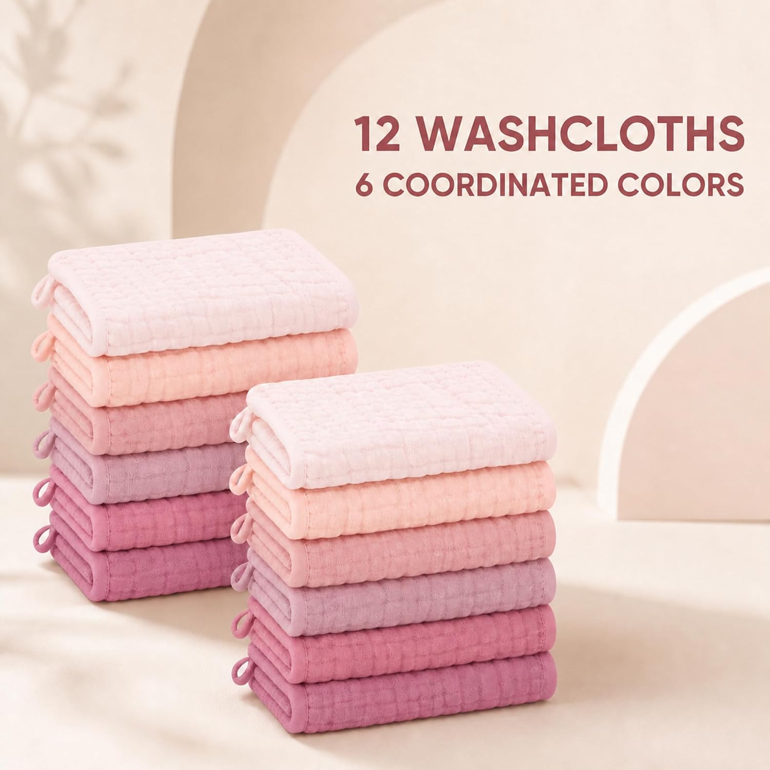 Detalle de SWEET DOLPHIN Muslin Washcloths 10 x 10 Inches