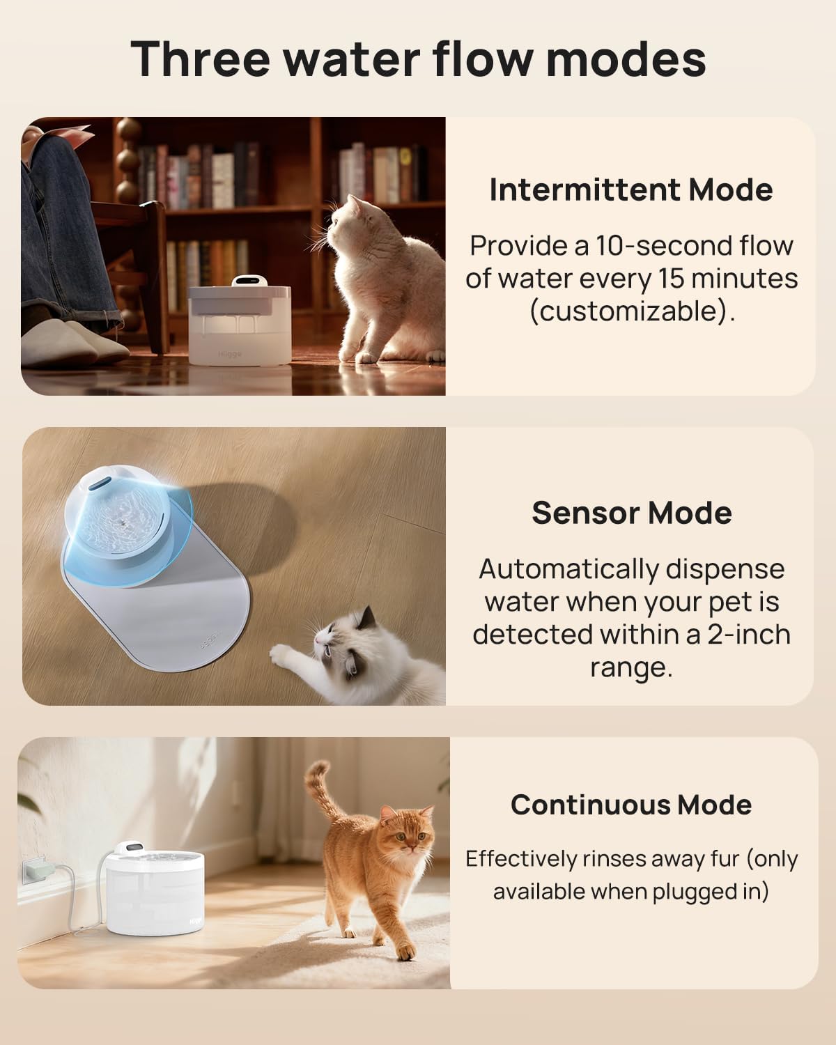 Thumbnail 6 de Hiigge wireless cat water fountain with app (2.3L, 5-stage filter, motion sensor, up to 96 days) – White