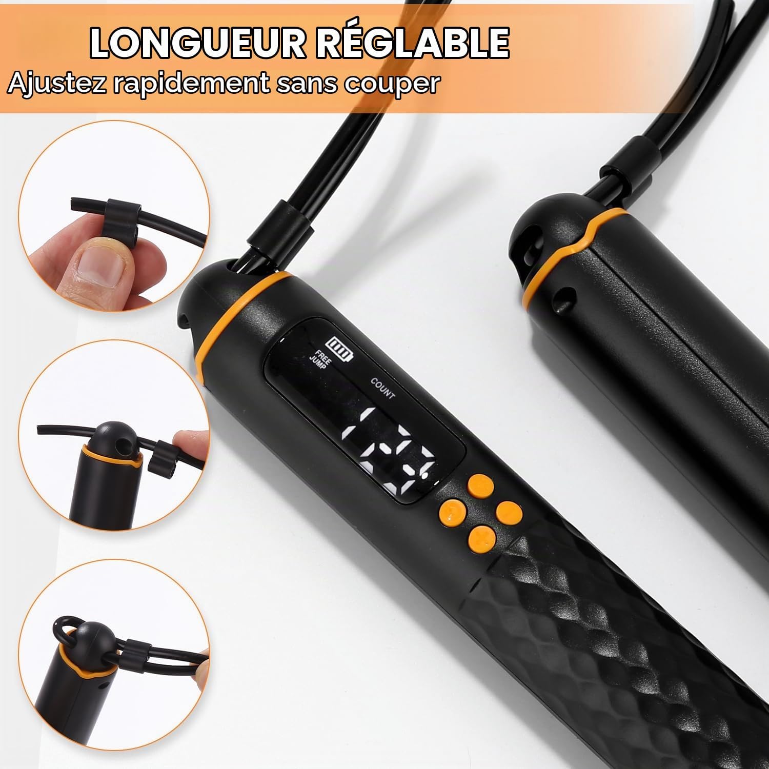 Thumbnail 4 de Yulado verstelbaar springtouw met lcd-teller, timer en draadloze springmodus