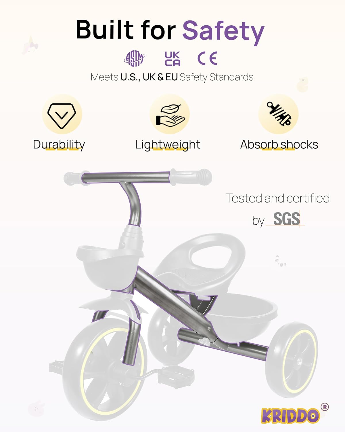 Thumbnail 3 de KRIDDO Kids Tricycle 24-48 Months Blue