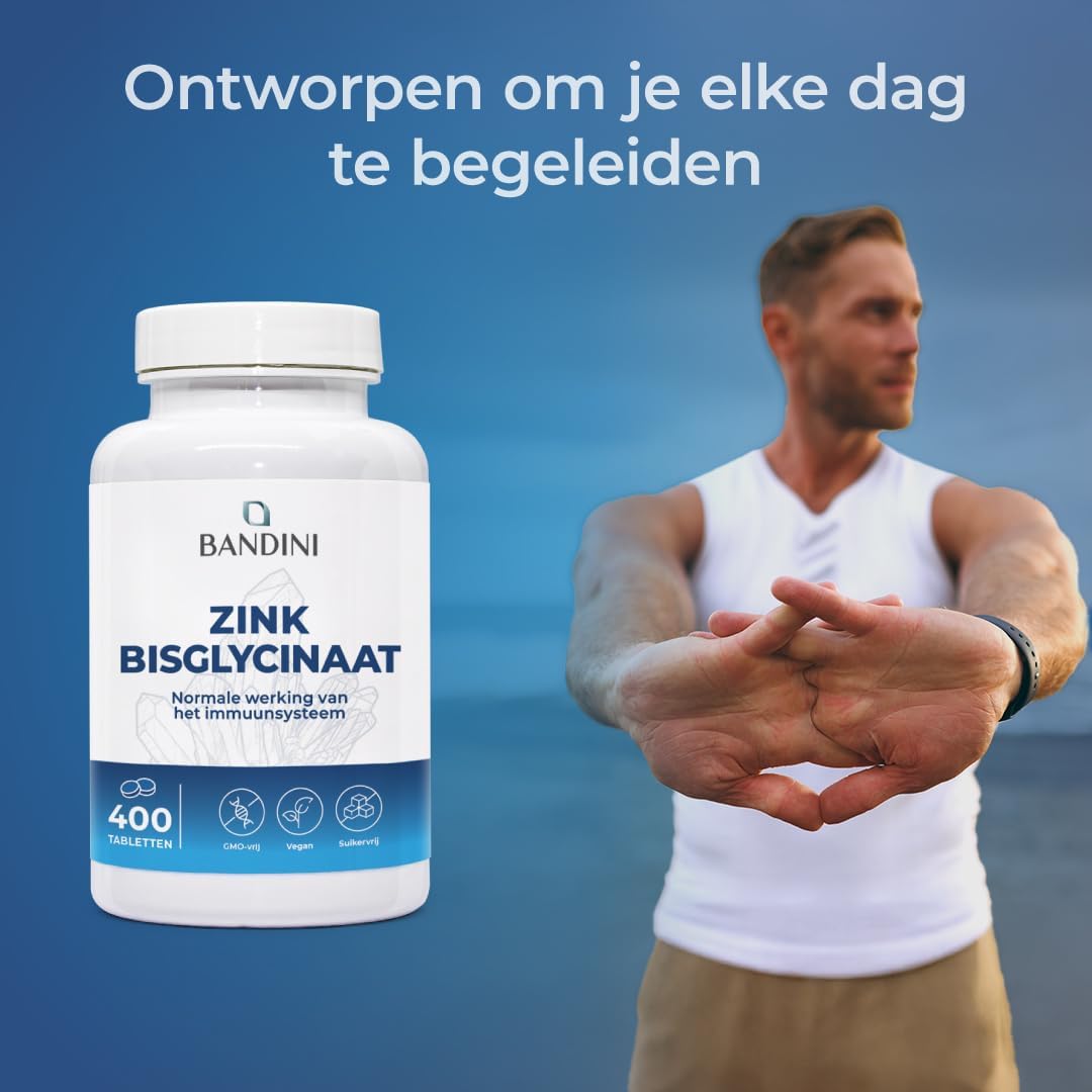 Detalle de BANDINI Zinkbisglycinaat 400 tabletten, vegan supplement