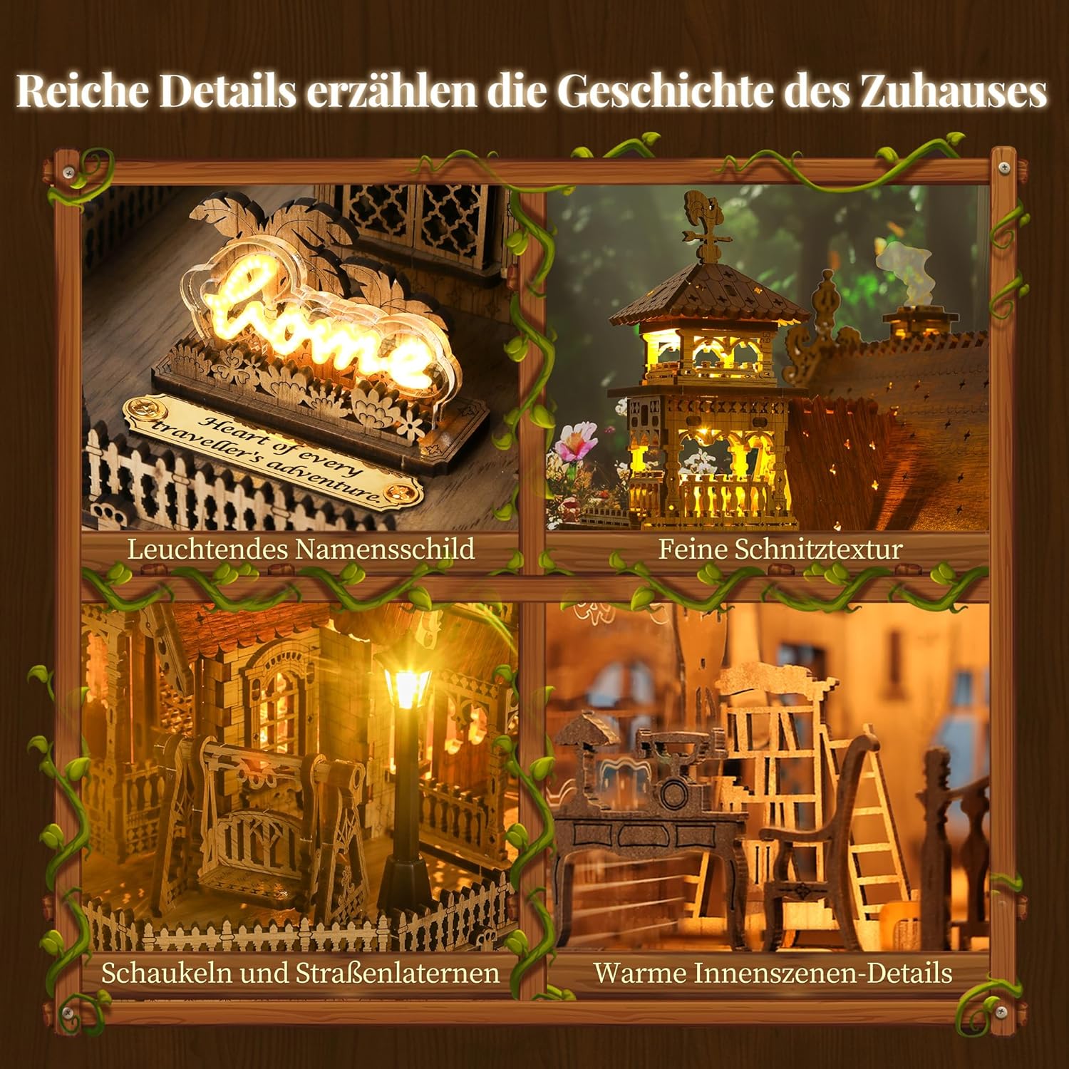 Thumbnail 2 de FUNPOLA LED 3D Holzpuzzle für Erwachsene – DIY Miniatur-Cottage mit LED-Blitz