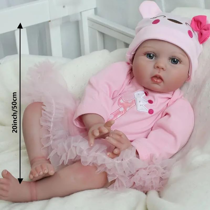 Detalle de WEQNT Reborn Baby Doll Girl 55cm babypop van vinyl met mohair en accessoires
