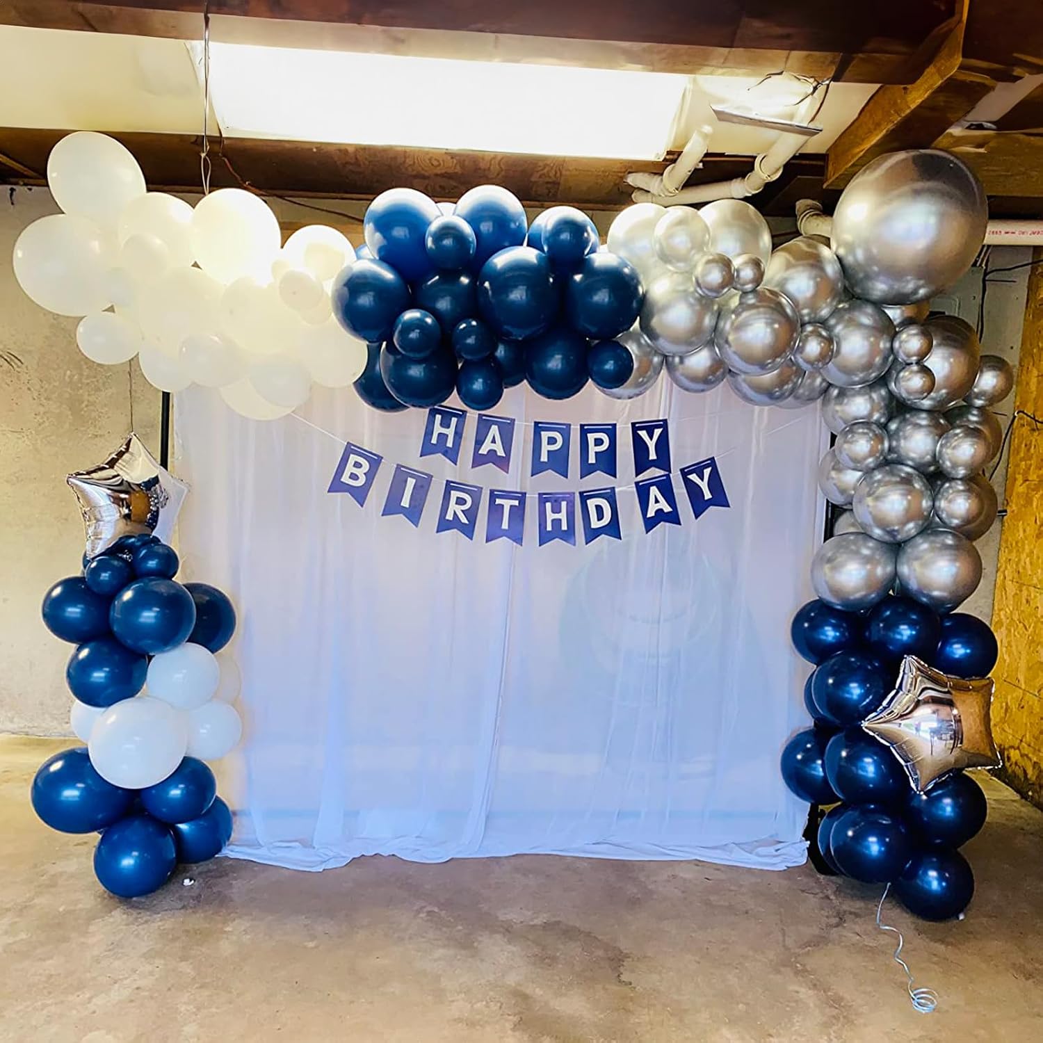 Thumbnail 6 de Blue Silver Balloons Set, 12 Inch: Blue & Silver Latex Balloons with Confetti – 35-Piece Variety
