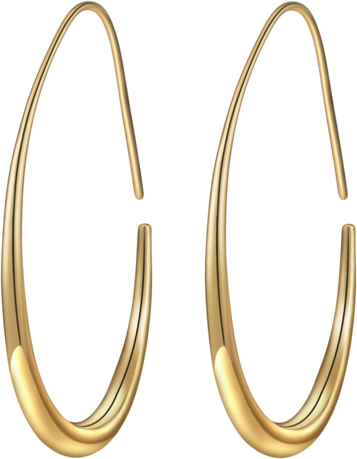 Detalle de Lightweight Teardrop Hoop Earrings for Women – 14k Gold Plated