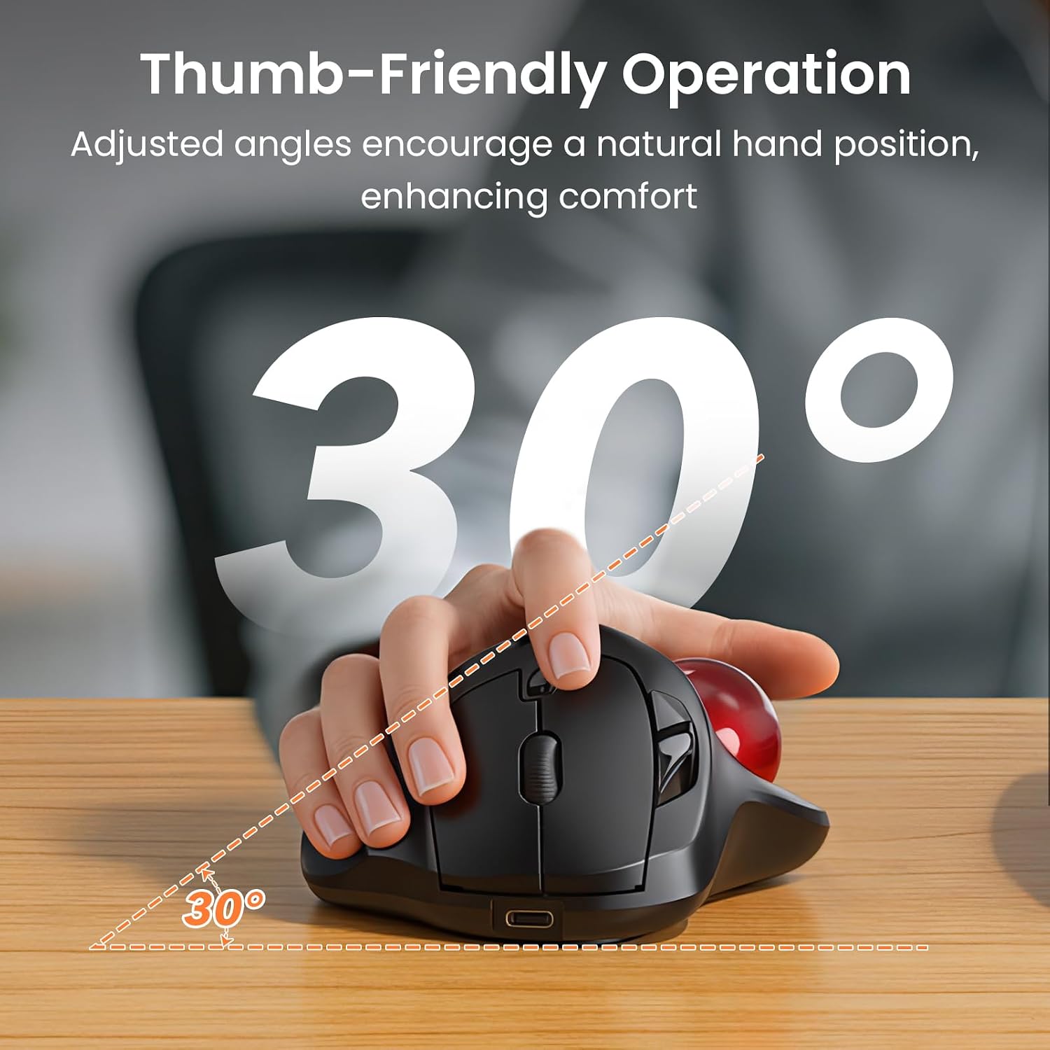 Thumbnail 3 de SABLUTE MAM2 Wireless Trackball Mouse (Rechargeable, Bluetooth + USB, for up to 3 devices)