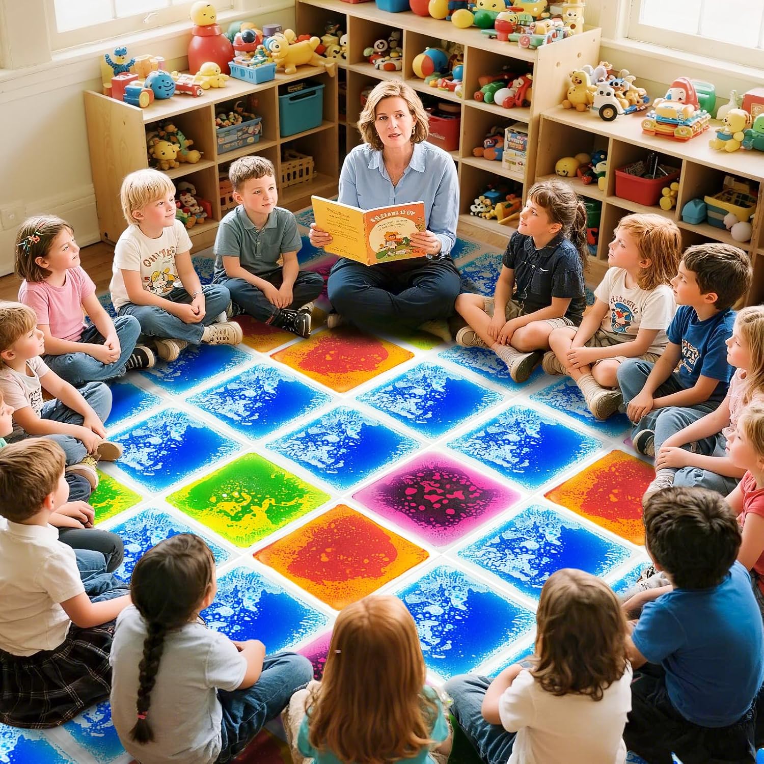 Thumbnail 3 de Toddlers Sensory Liquid Floor Tiles - 4 Pack: Liquid Tiles for Motor Skills & Sensory Play
