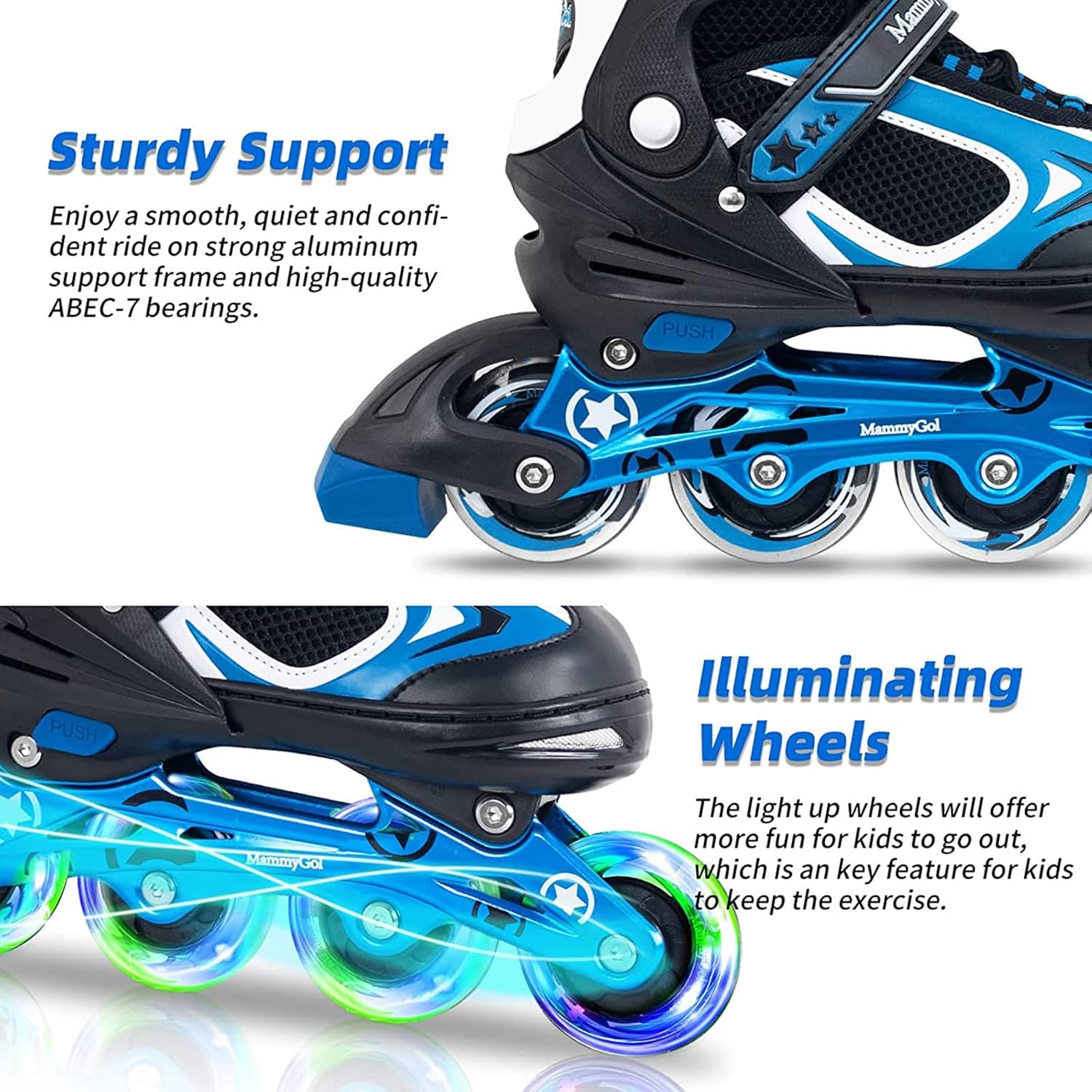 Thumbnail 3 de MammyGol Adjustable Inline Skates for Kids (Ages 4–16) with Light-Up Wheels
