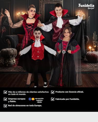 Detalle 1 de Funidelia Conde Drácula, disfraz infantil con capa y chaleco, talla 7-9 años
