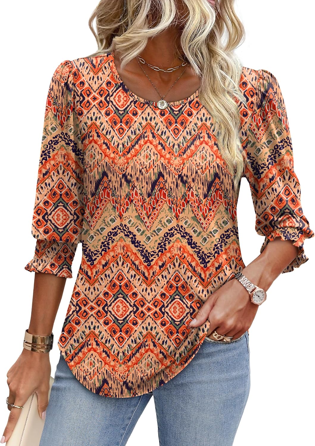 Detalle 2 de Aokosor 3/4 sleeve tunic tops for women